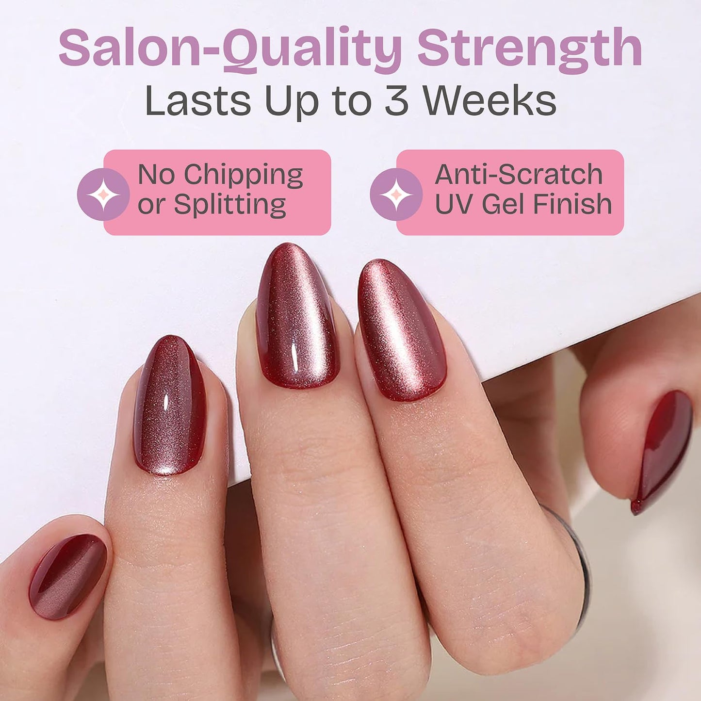 RPNZL Press On Nails - Opal | Chrome Cateye High Gloss Square Fake Nails, Salon Quality| 32 Nails, 16 Sizes Kit with Glue and Adhesive Tabs I Female Founded - Beauty, Self Care