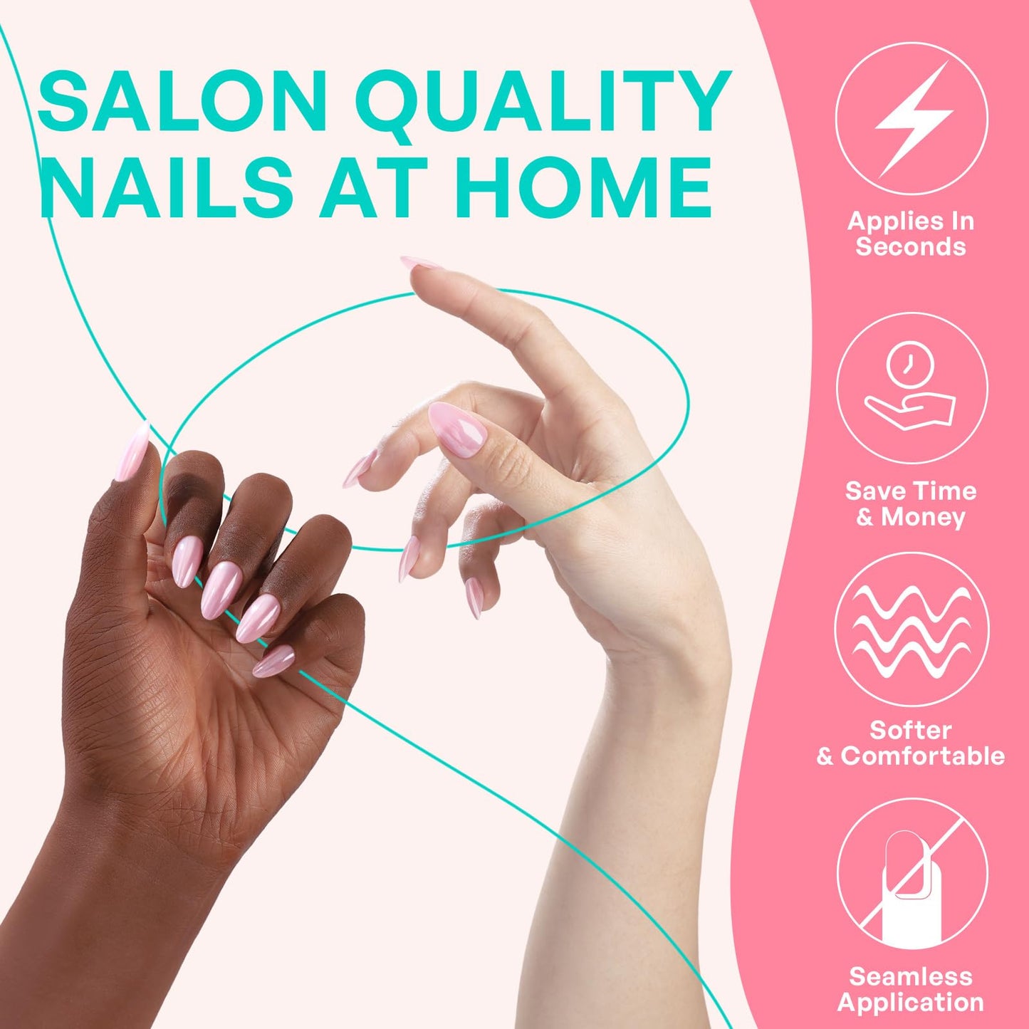 Light Pink Chrome Press on Nails Short - GJZEZ Soft Gel Shimmer Glazed Donut Almond Fake Nails Press Ons, Holographic Pearlescent Iridescent Faux Nail Gifts for Women| 16 Sizes - 32 Reusable Nail