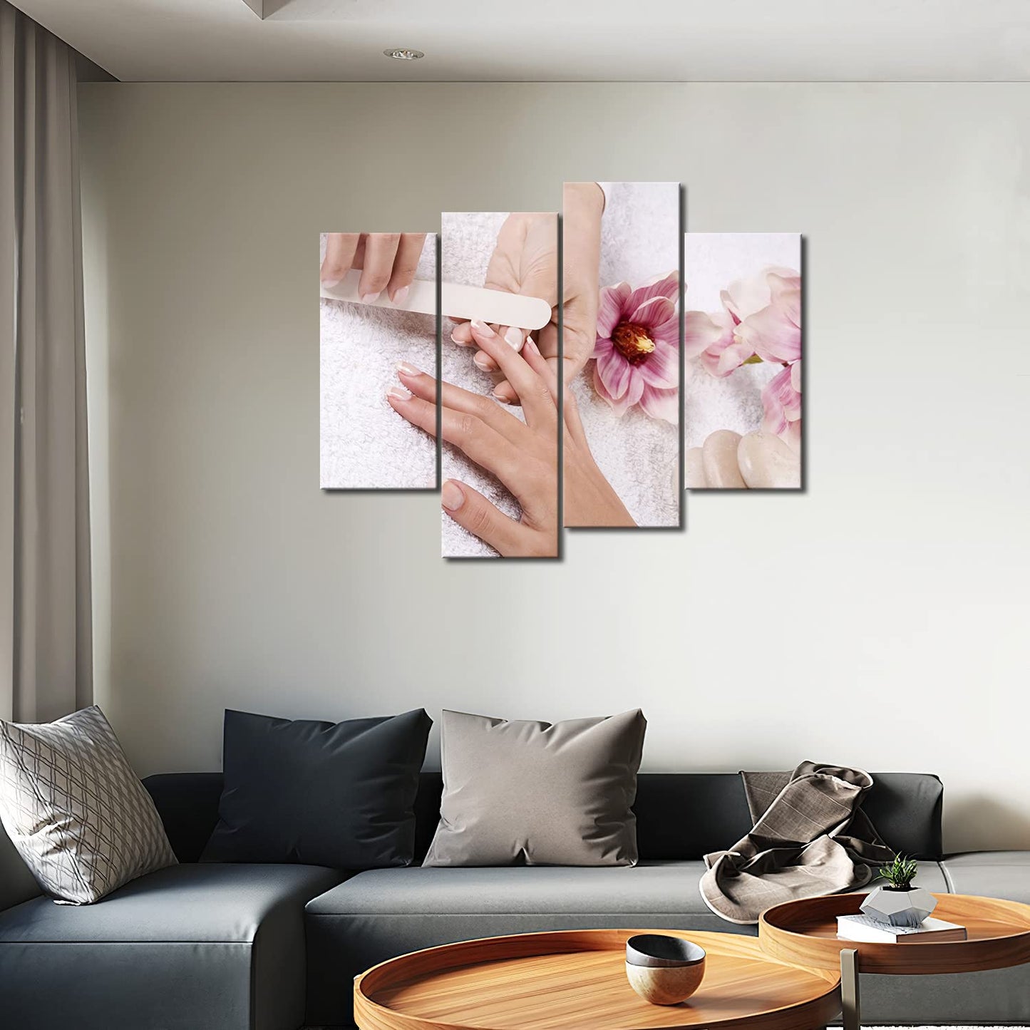 Pink Flowers Cabblestones Someone is Nail-Painting Wall Art Painting Pictures Print On Canvas Art The Picture for Home Modern Decoration