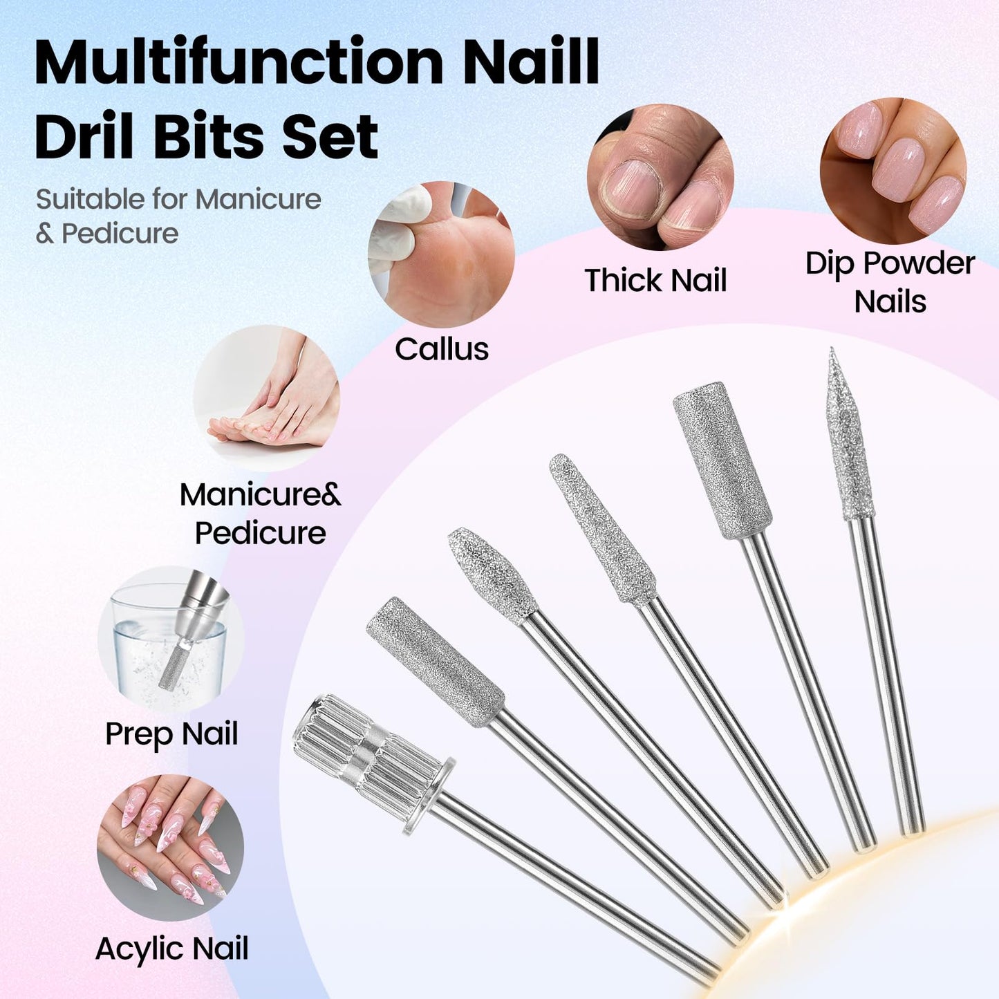 YSC Electric Nail Drill - 45000RPM Rechargeable Efile with Coreless Motor, Waterproof Nail Drill for Acrylic Nails, Portable Efile Kit for Home Salon Manicure Pedicure, Low Noise & Vibration Black