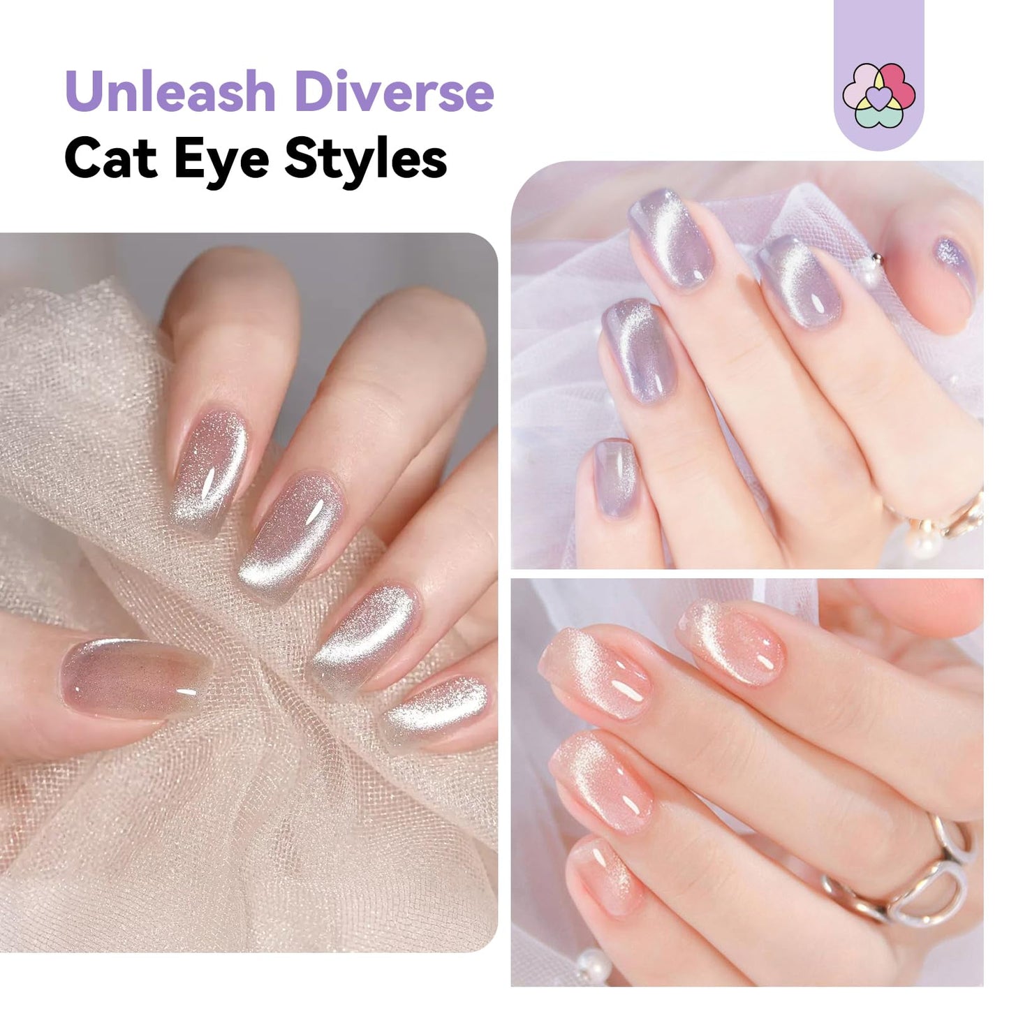 SAVILAND Cat Eye Magnet for Nails: 5X Stronger Golden Nail Magnets Stick with Heart Cateye Magnets Double-Head Cateye Magnet for Nails Magnetic for Cat Eye Gel Polish Nail Art Design Salon Home