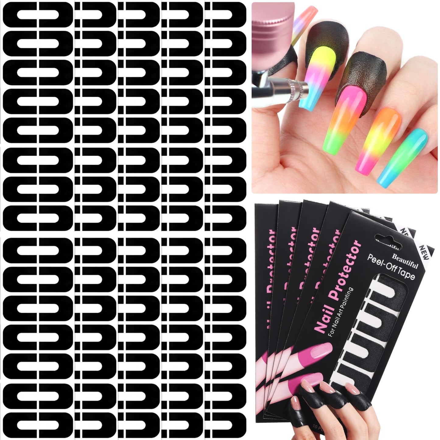 SAVILAND Nail Polish Protector for Fingers: 200PCS U V Protection Nail Cuticle Strong Adhesive Peel Off Nails Polish Barrier U-Shaped Cuticle Protector for Airbrush Painting Gel Polish Nails Art