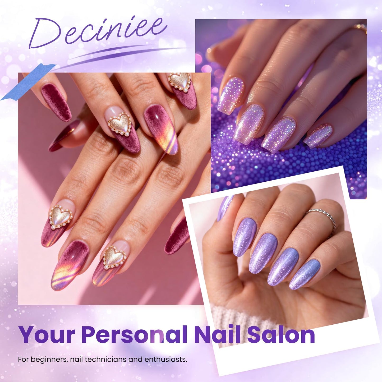 Nail Kit for Beginners with Everything: Professional Nails Kit Acrylic Set with Practice Finger Drill U V Light Acrylic Powder Liquid Decorations in Makeup Bag for Women Salon (Bling Purple)