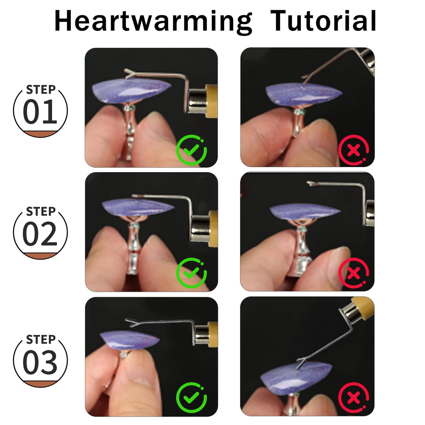Aqurove 【11-Piece Set】Cat Eye Nail Art Tool Kit Y-Shaped Heart Magnet Plates Silicone Magnetic Wand, Magnetic Nail Art Tool Set for DIY Nail Designs, Professional Nail Art Accessories