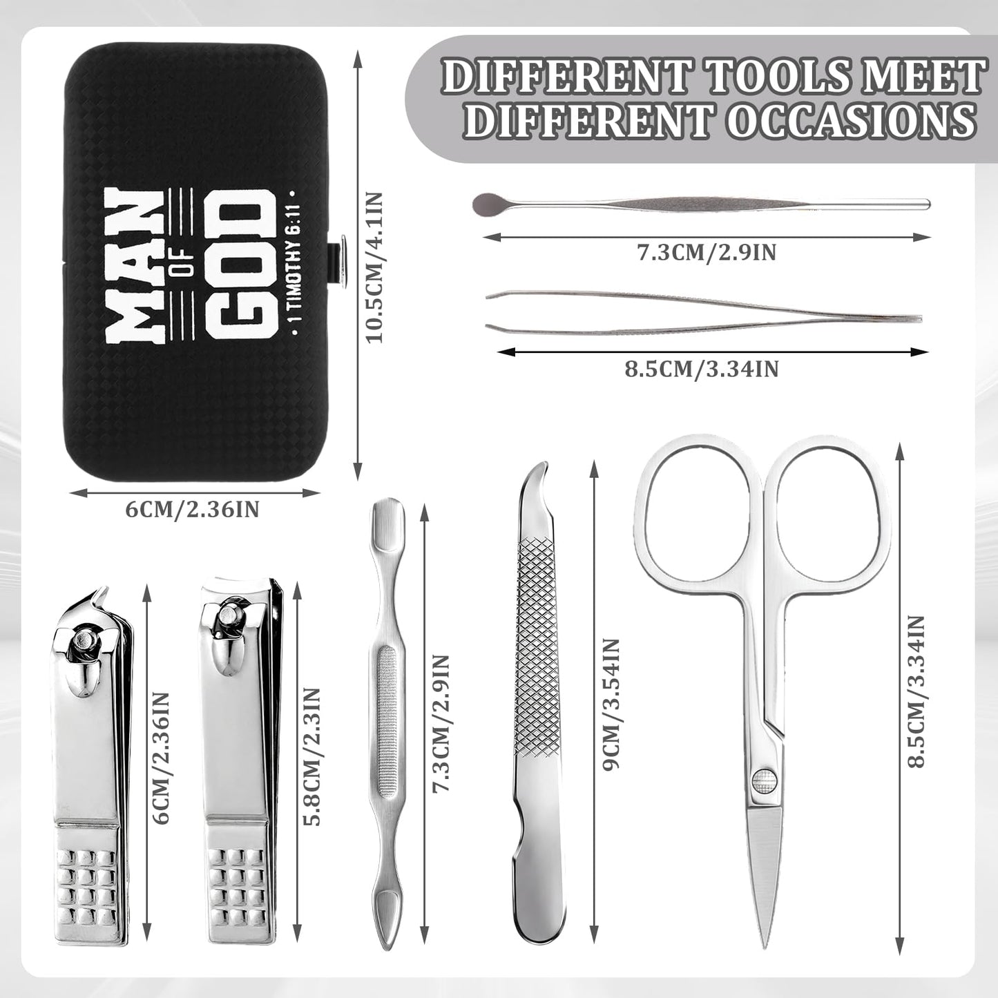 Shinymoon Manicure Sets Stainless Steel Nail Clipper Set with Card Religious Gift(12 Sets,Men of God)