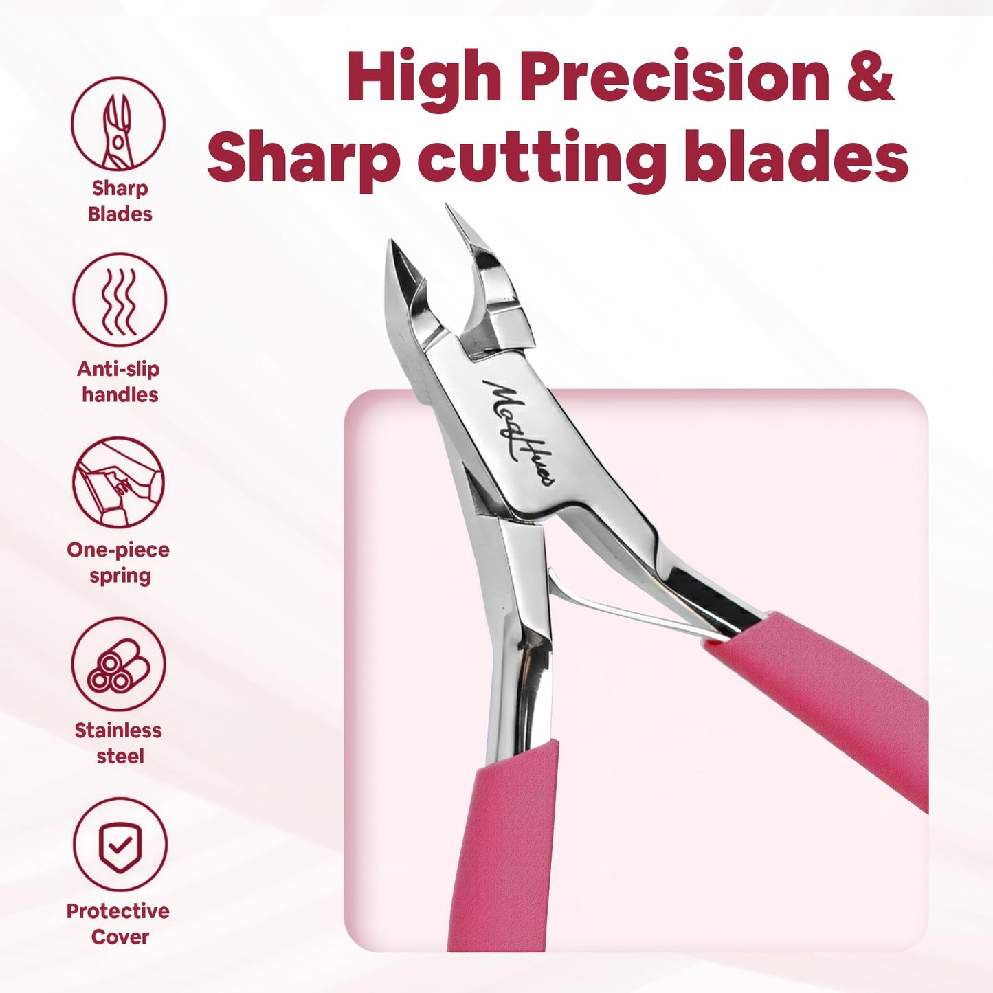 Women Professional 2 PCS Cuticle Nippers/Cuticle Trimmer, Sharp Precise 4mm Half Jaws, Non-Slip Comfort Grip, In Cute Travel Case, Cuticle Cutter/Cuticle Clippers 420 Stainless Steel Manicure Pedicure