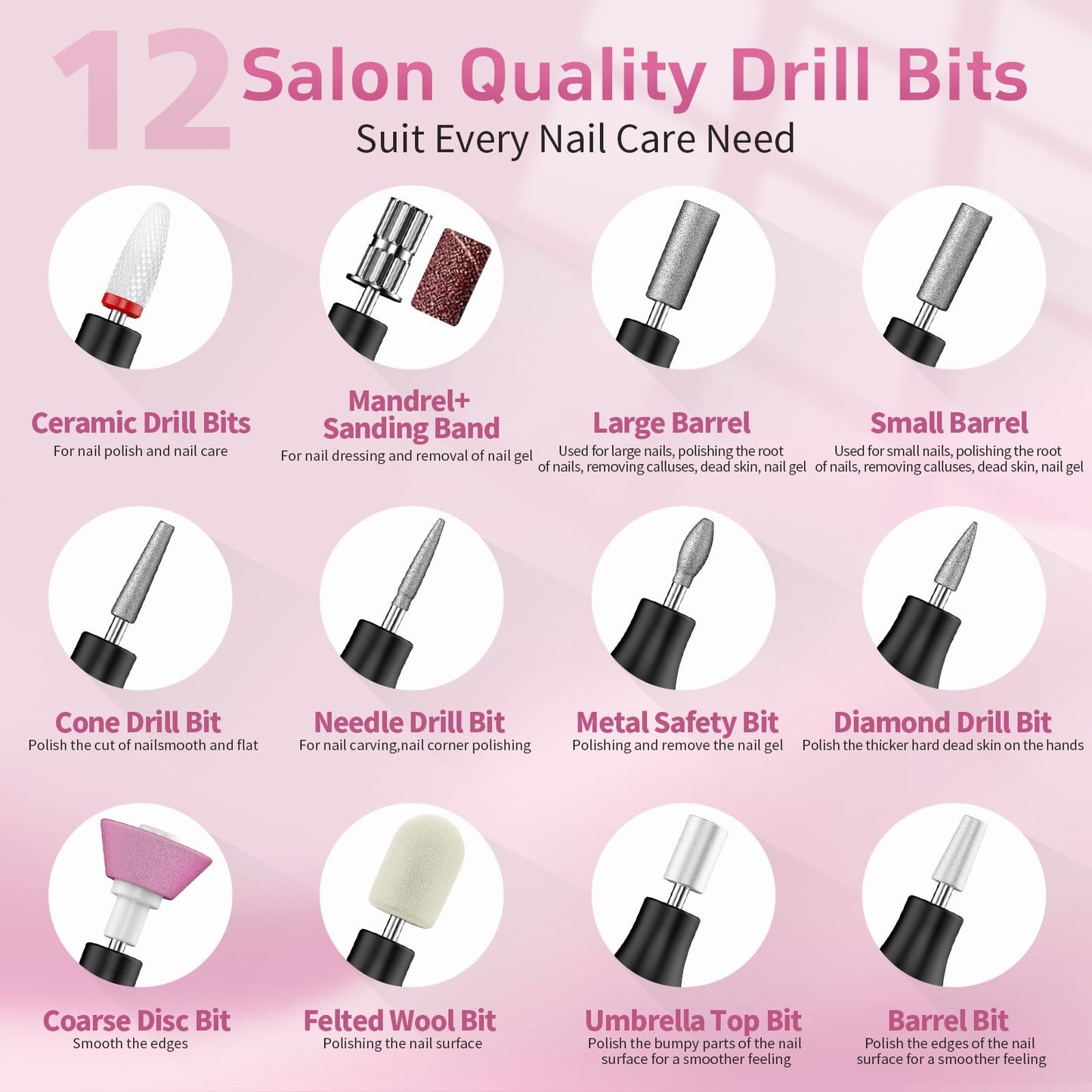 YLYYCC Cordless Nail Drill Electric File with UV Nail Lamp: Professional for Acrylic Gel Dip Powder Nails Portable Nail Drill Machine Kit for Manicure Pedicure Nail Set Rechargeable Lightweight