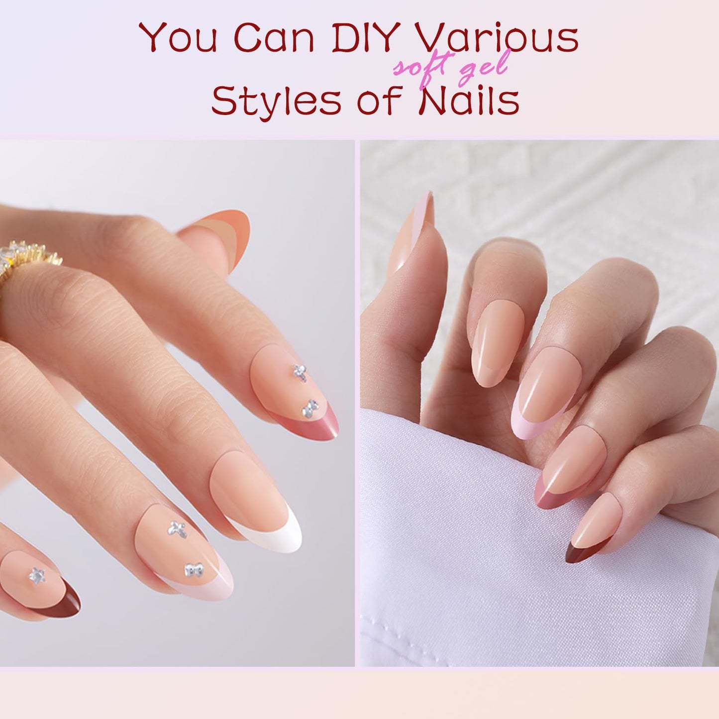 300Pcs French Tip Press on Nails, OPkssnails French Press On Nails Short Almond, Pre-shaped No Need to File 3 in 1 Gel Nail Tips, Acrylic Fake Nails for Nail Art DIY Extension Designs 15 Size