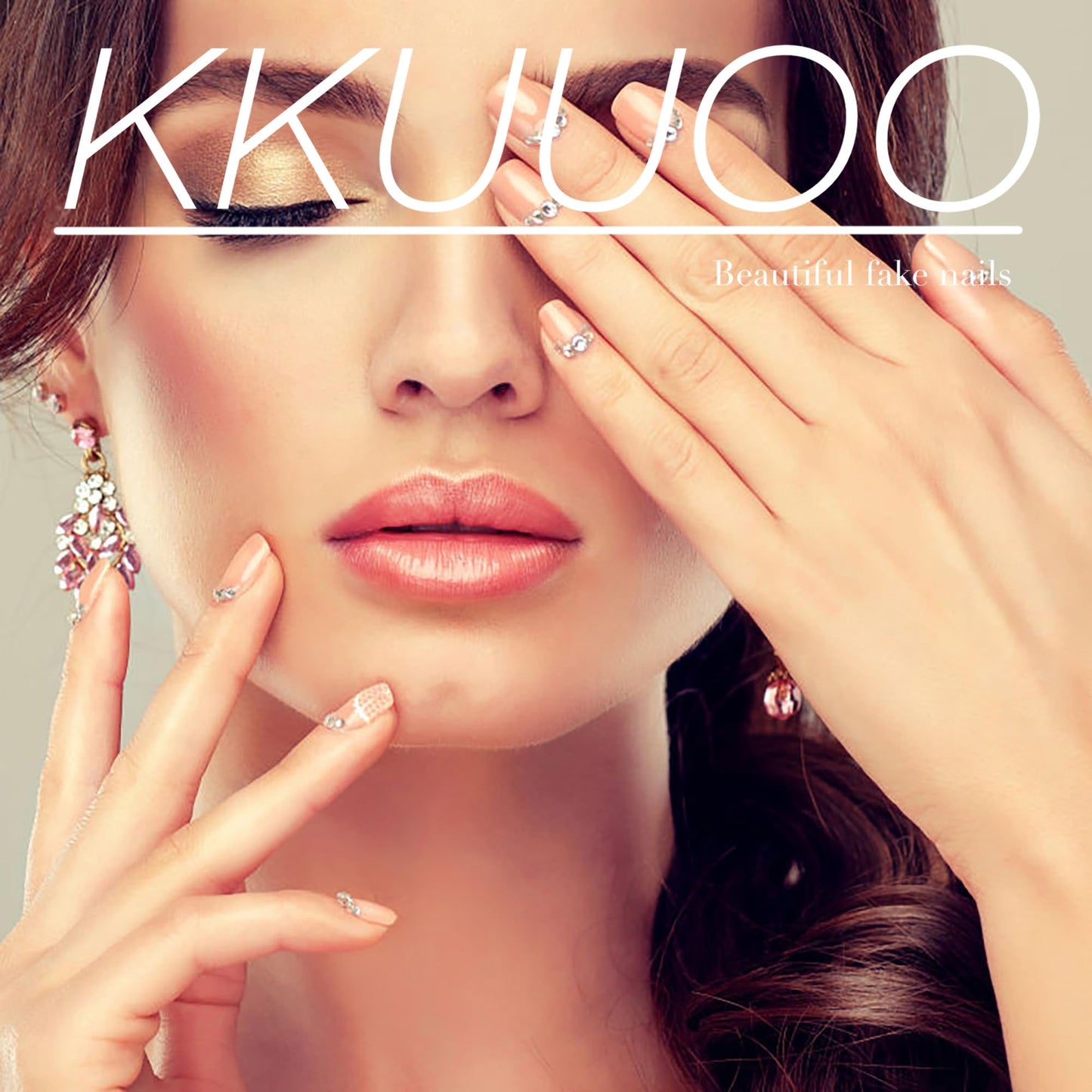 KKUUOO White Press on Nails Long Coffin Fake Nails Handmade False Nails with Glitter & Velvet Design Full Cover Glossy Acrylic Nails Stick on Nails for Women Fall Winter Manicure 24 Pieces