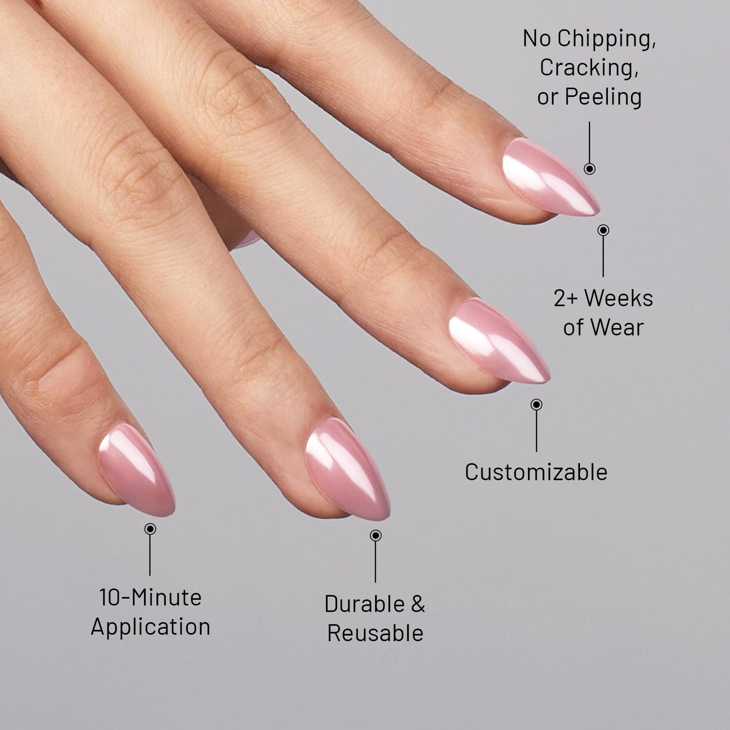 Lilac St - Press on Nails, Afterglow (30 Nails, 15 Sizes) - Short, Almond, Pearl + Glossy, Opaque - Brush-On Nail Glue, Nail File, Cuticle Stick, Prep Pad - Cruelty Free, Vegan, Women Founded