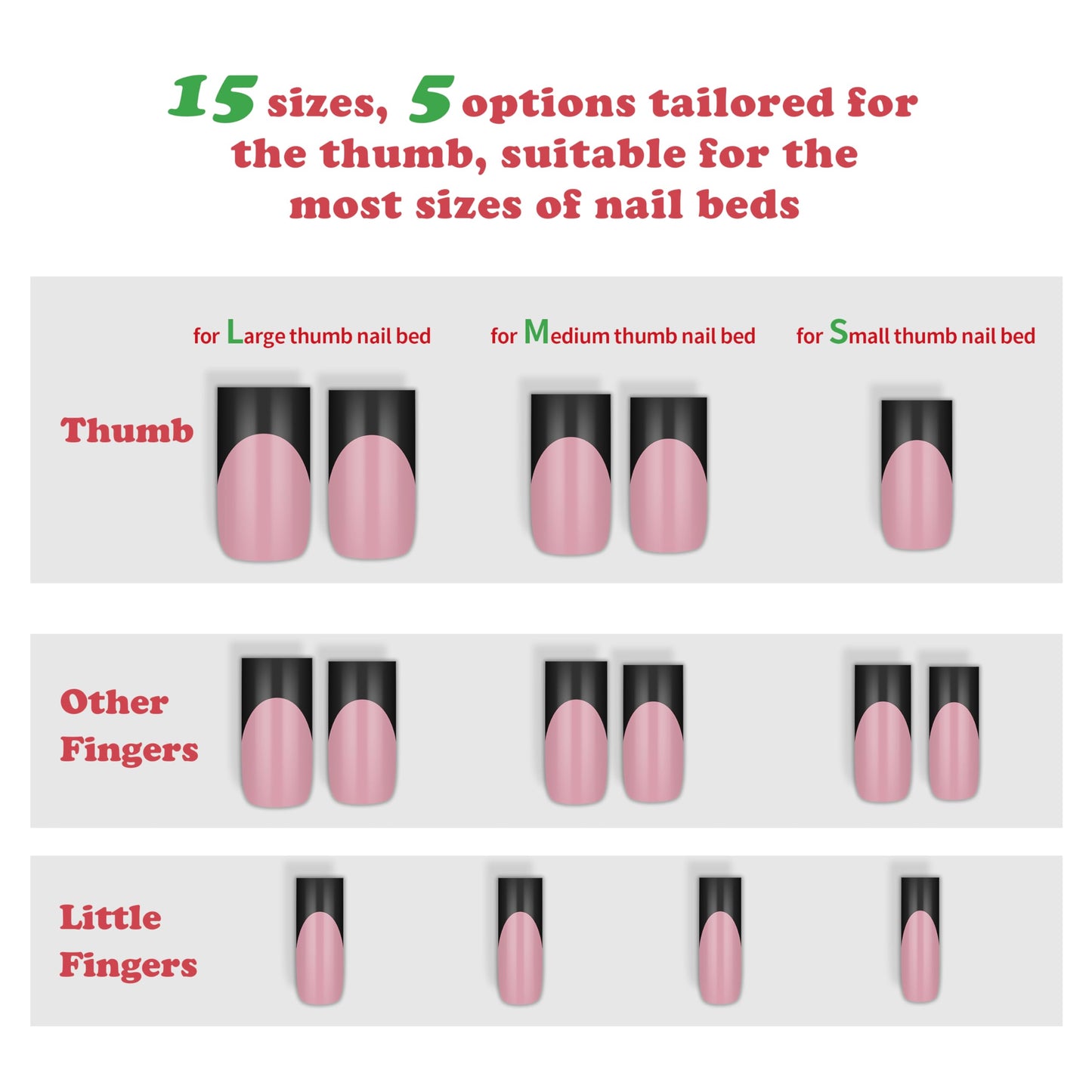 MUTIOVO Black French Tip Medium Straight Square Nail Tips Press on, BERRY PINK Extra Thick Soft Gel Nail Extension, Full Cover False Nails, NEED Builder Glue Gel & Top Coat, for DIY x 15 Sizes 180 pcs