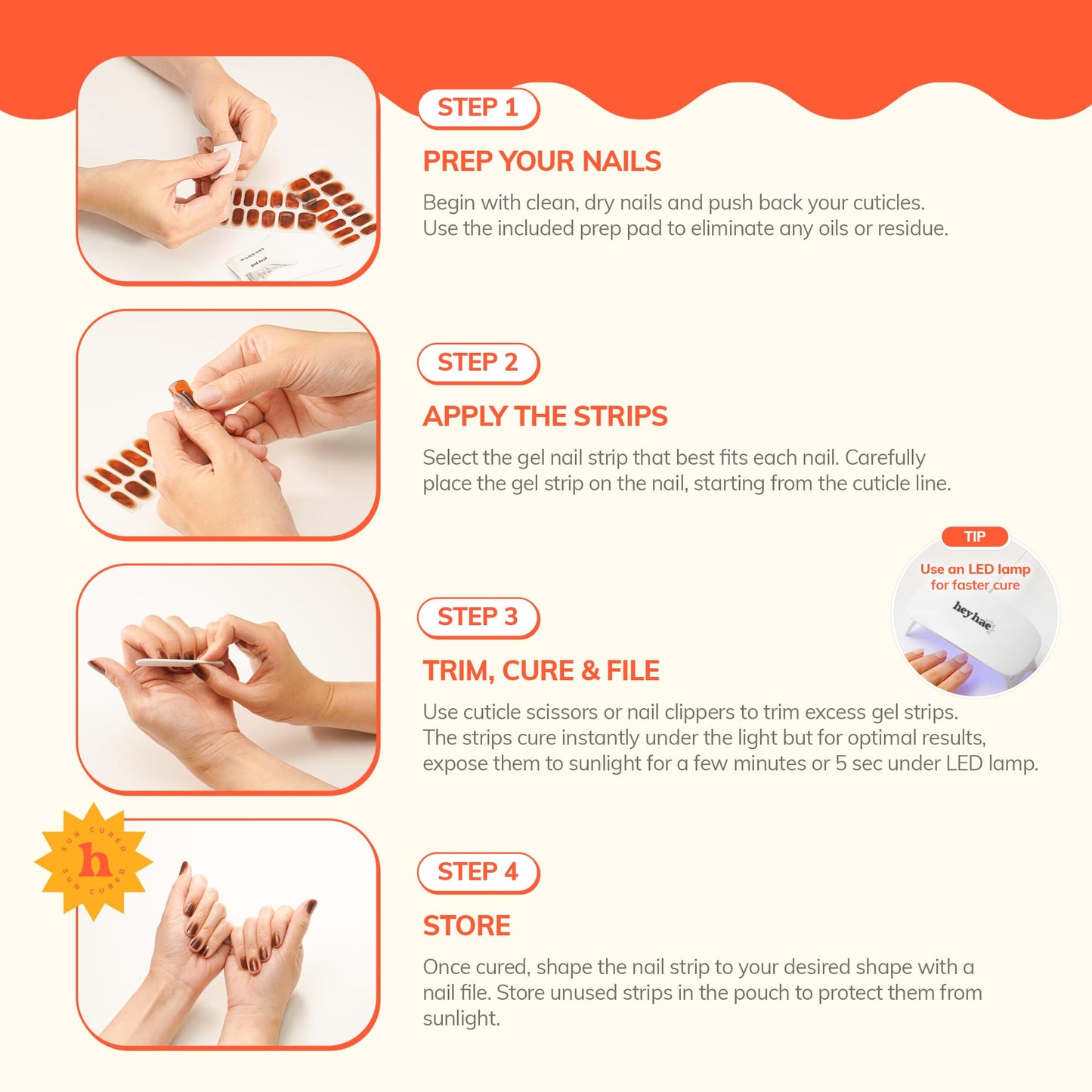 Heyhae Semi Cured Gel Nail Strips | No LED Lamp Needed | Marble, Spring | Easy Apply & Remove, Salon Quality | Includes 28 Strips, 1 Prep Pads, Nail File & Wooden Stick - Hey, Be Ready by 11