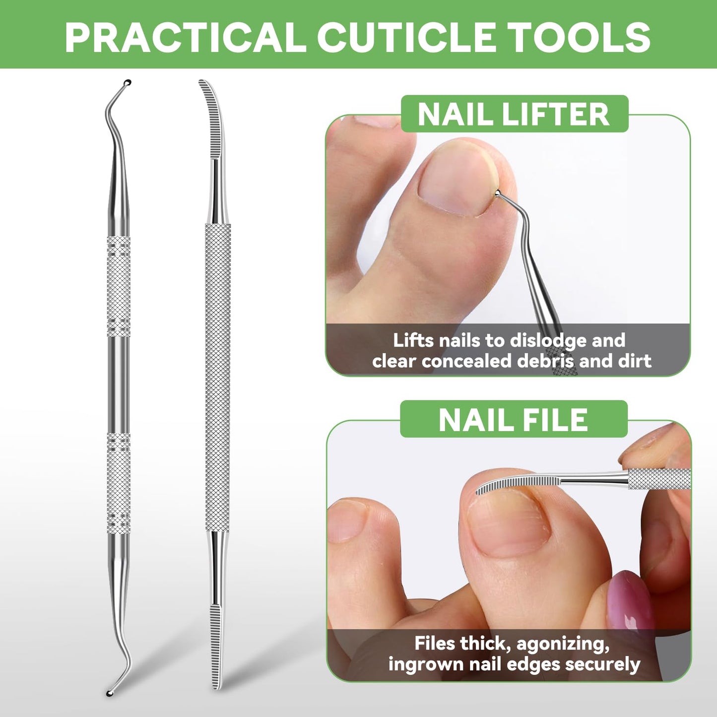 Podiatrist Ingrown Toenail Clippers for Thick Nails, Heavy Duty Toenail Clippers for Seniors with Long Handle, Professional Angled Slanted Nail Clippers for Men, Women, Adult, 3PCS