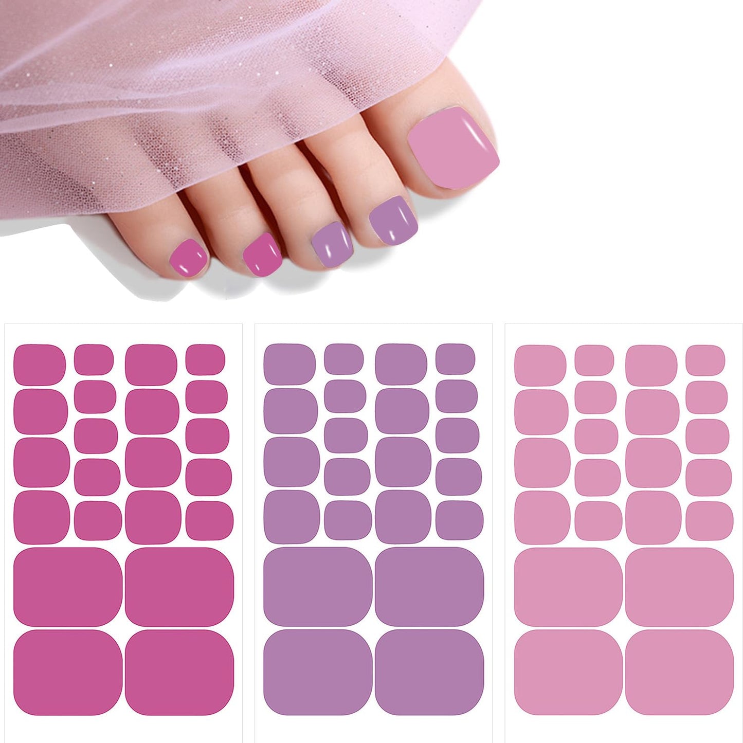 JERCLITY 440 Pieces 20 Sheets Pink Brown Toenail Polish Strips for Women Nail Art Wraps Toe Nail Stickers Full Nail Wraps for Toes Nail Polish Stickers for Toenails