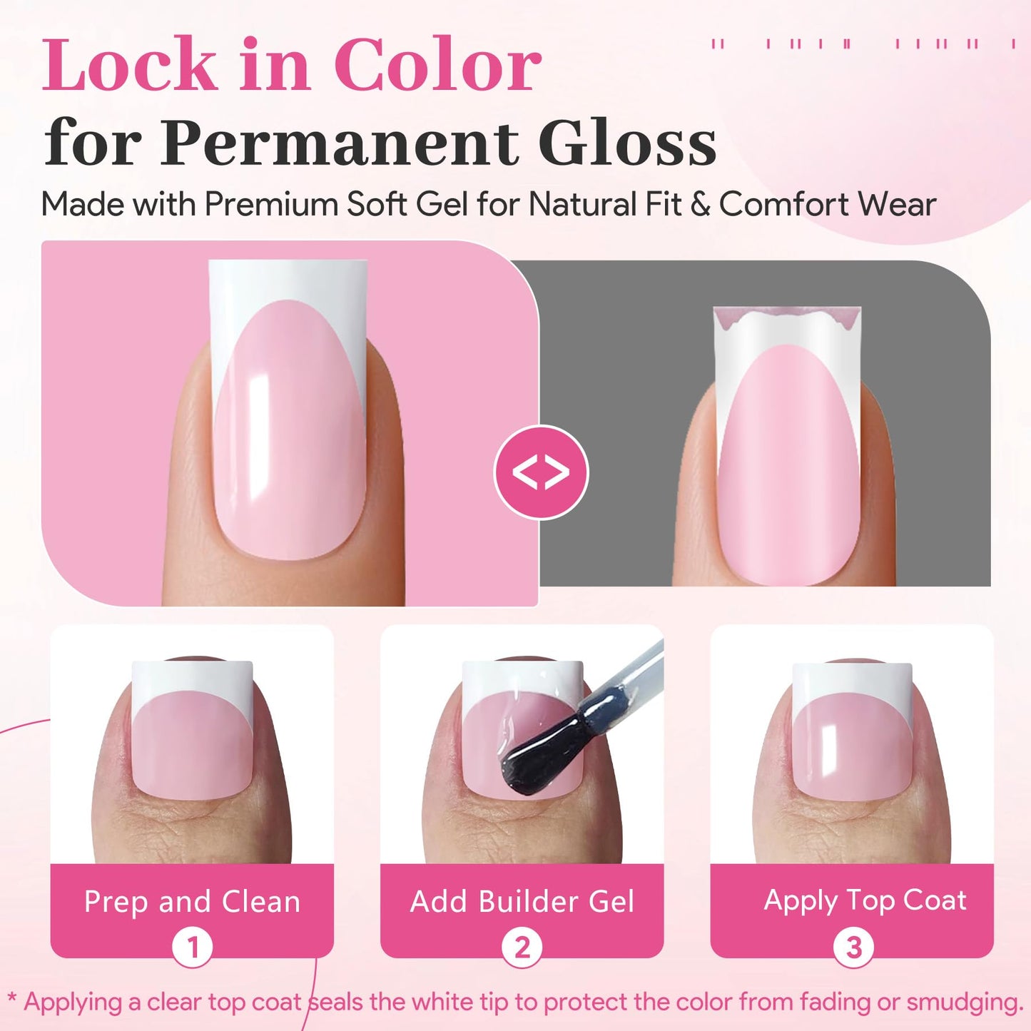 60Pcs Light Pink French Tip Press on Nails & Press on Toenails Set, Square Fake Nails Kit with Nail Glue, 15 Sizes Acrylic Full Cover Toe Nail Press Ons Stick on Nails for Women DIY Home Manicure