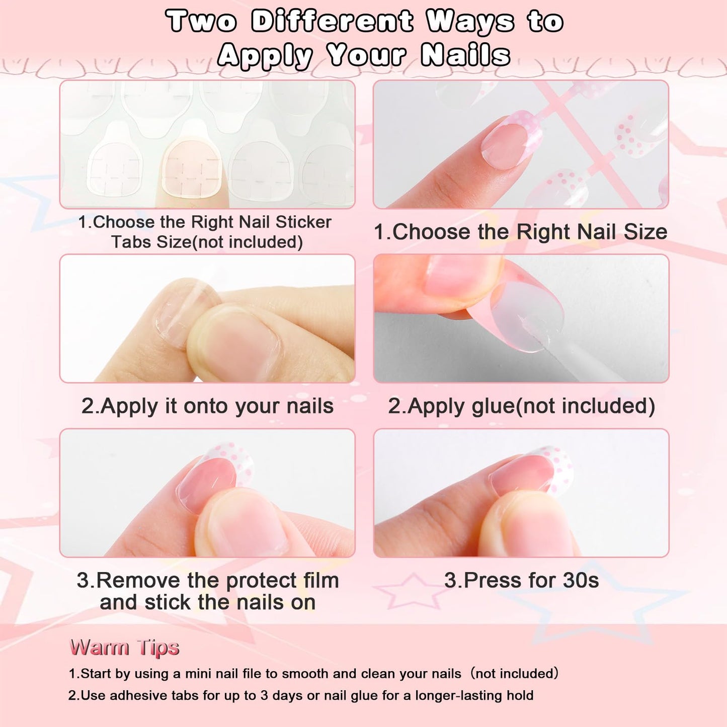 SIUSIO 120pcs 5 Pack Children Acrylic Fake Nails Press on Full Cover Short False Nail Art Kits Set Surprise Gift for Kids Little Girls Women - Polka Dots
