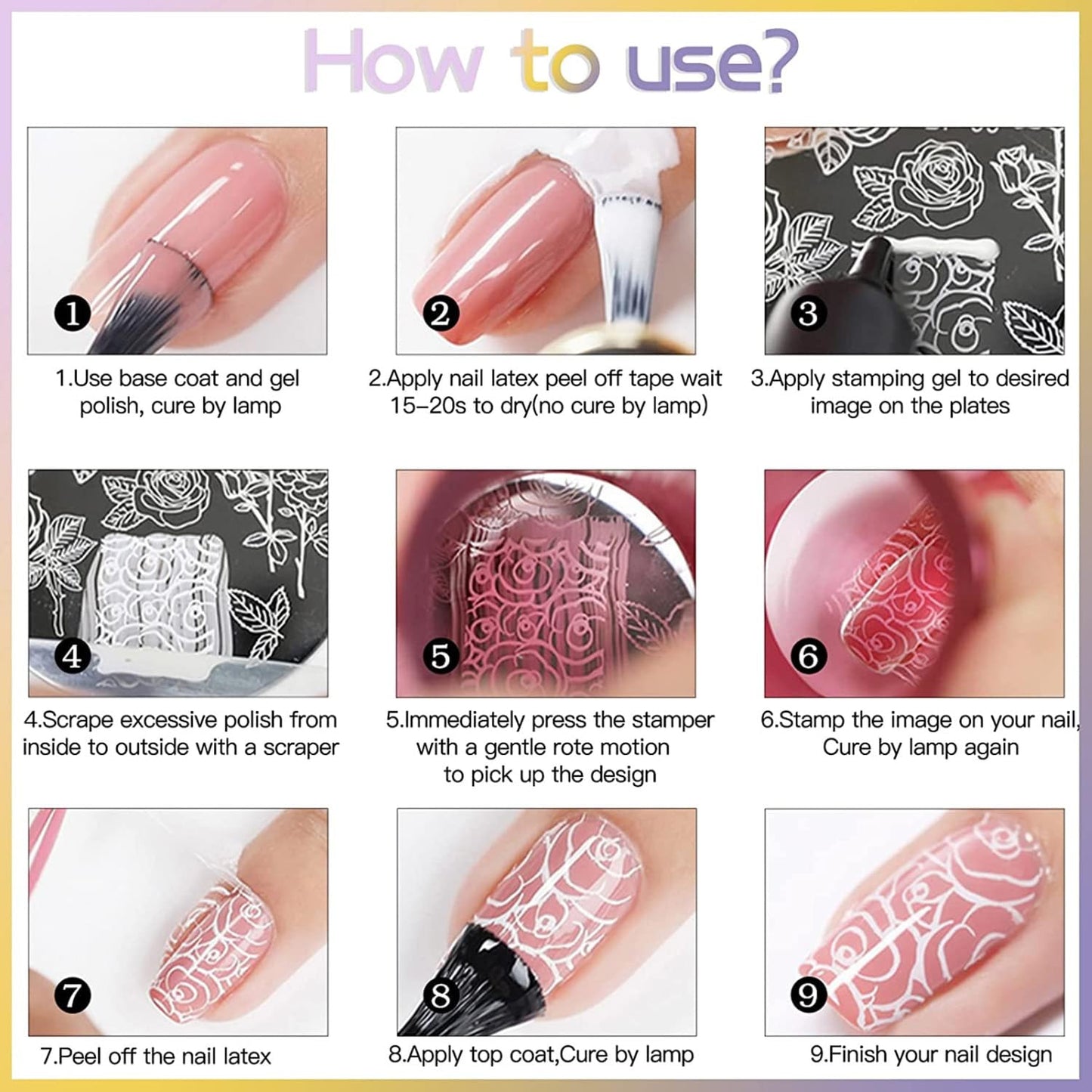 Biutee Nail Stamping Plates Set 15PCS Nail Art Stamper Scraper Nail Art Stamping Kit with Storage Bag Gift Box Nail Stamp Template Kit Lace Flower Butterfly Star Holiday Design