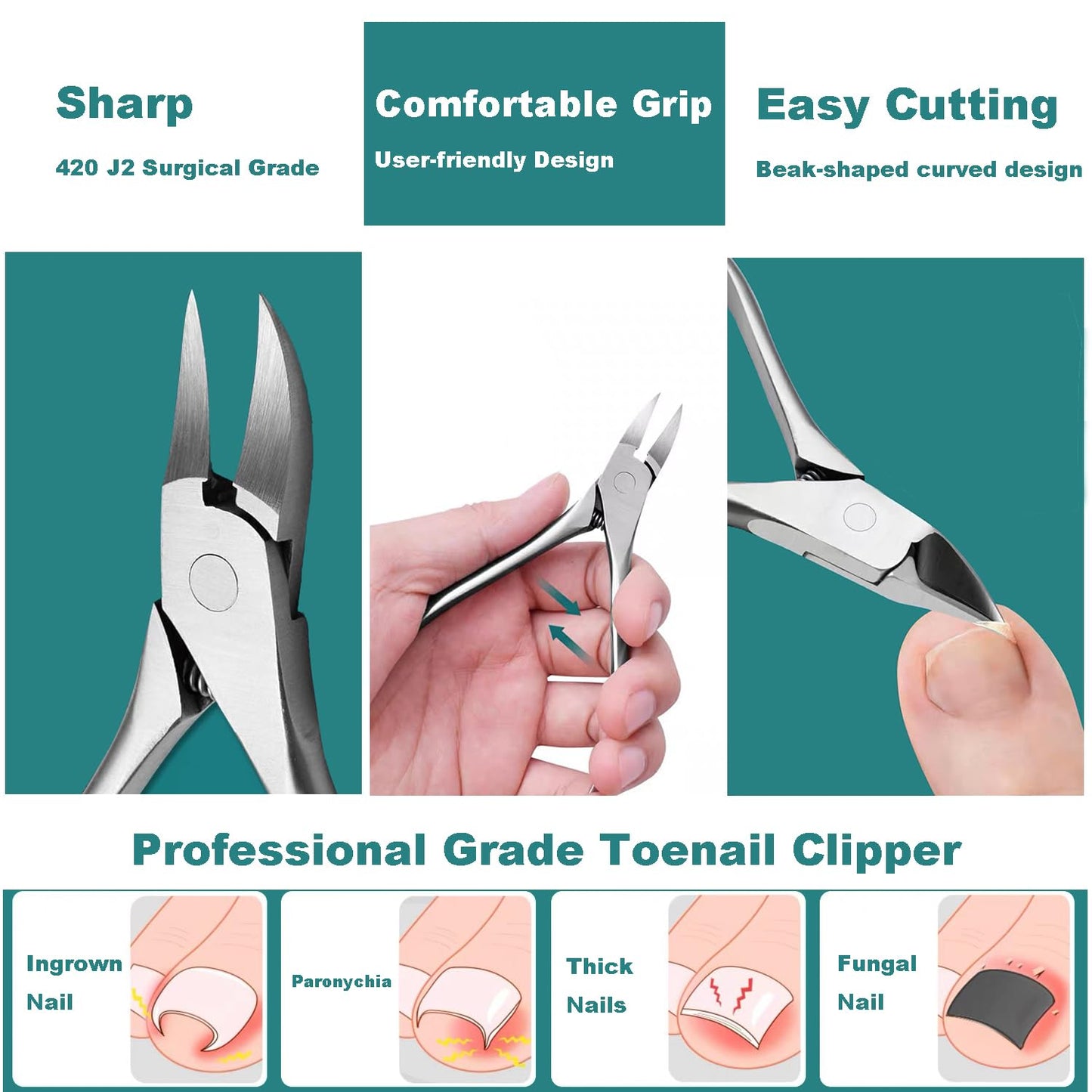 Pedicure Tools for Feet,Ingrown Toenail Treatment,Ingrown Toenail Removal Kit,Pedicure Set,Toenail Grooming Kit,Top Notch Foot Blade, Super Sharp Toenail Clippers (8 Pack)
