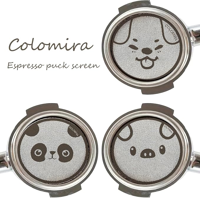 51mm Espresso Puck Screen 3-Pack, Lower Shower Screen, Metal Coffee Reusable Filter for Espresso Portafilter Basket, 1.7 Thickness - 316 Stainless Steel(Cute Animal)