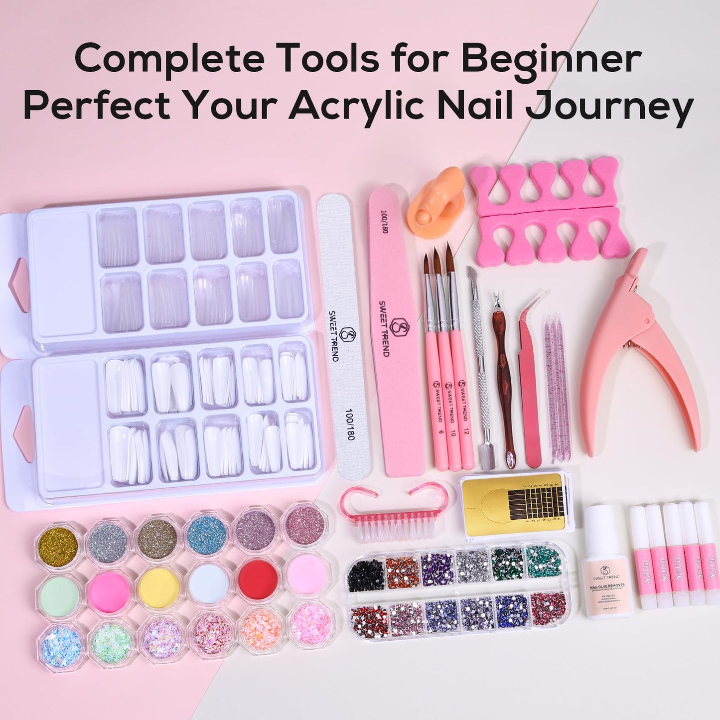 Acrylic Nail Kit for Beginners: Professional Acrylic Powder Set with Everything for Starter - U V Light Nail Drill and Liquid - Full Tools Decoration Tech Gifts for Home Salon Women