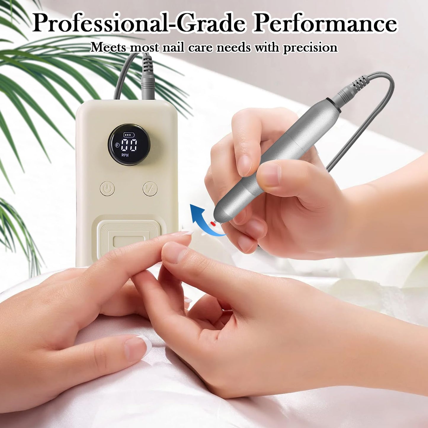 Risirica Professional Rechargeable Nail Drill 45000 RPM,Portable Cordless Efile Kit,Rechargeable Electric Nail File for Shaping, Removing & Polishing Gel Nails,for Manicure,Salon,Home,Pedicure