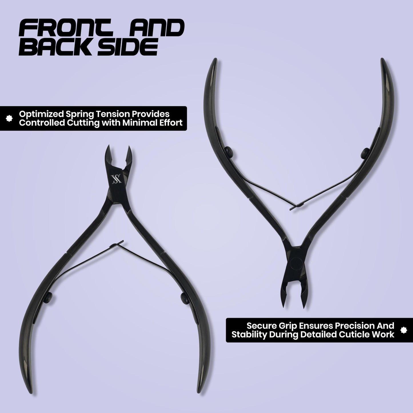 Cuticle Trimmer Ultra Sharp Cuticle Nippers – Professional Stainless Steel Cuticle Cutter for Manicure & Pedicure, Heavy Duty Nail Cuticle Remover Tool, Glossy Black