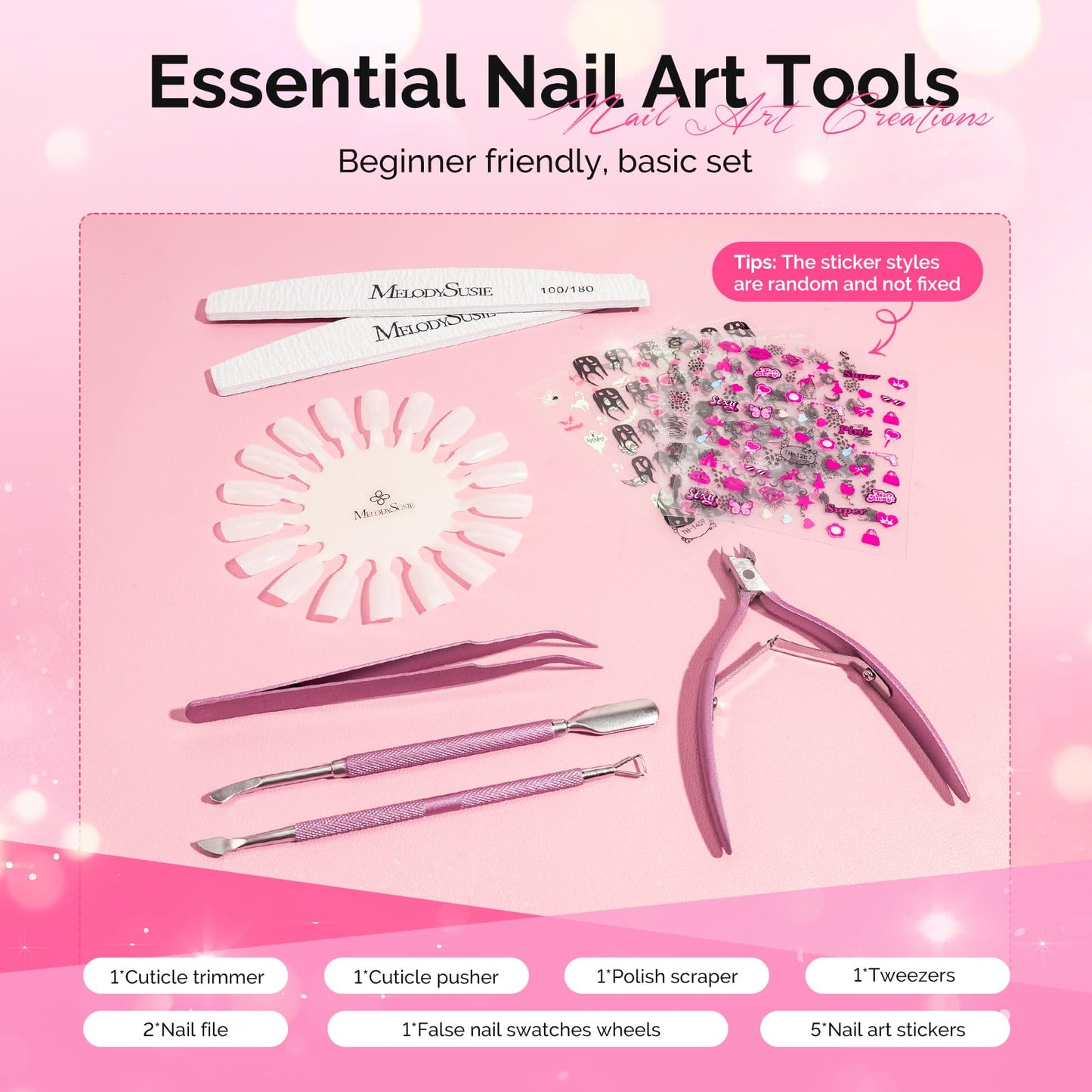MelodySusie Gel Nail Polish Kit with UV Light P-ART06F- Popular Color Jelly Gel with Builder and Baser &Glossy Top Coat Soak Off Includes Nail Art Tools Nail Art Gift for Women & Girls