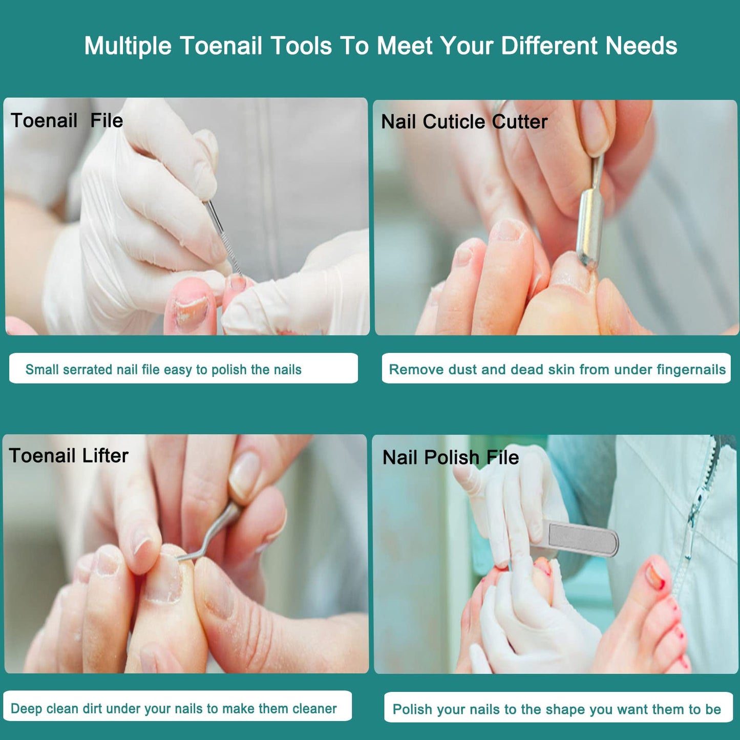 Merkaunis 6Pcs Toenail Clippers for Thick Toenails Ingrown Nail Clippers, Large Toe Nail Clippers, Heavy Duty Toe Nail Clippersfor Seniors Toenail Clippers Set with Long Handle for Men
