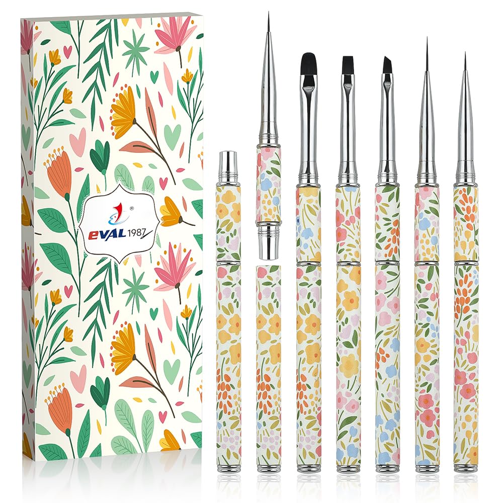 Nail Art Brushes Set YIHUALE 5PCS Gel Polish Nail Art Design Pen Painting Tools Fingernail Brush Nail Cleaning Brush Nail Art Liner Brush Leather Handle for Salon Gift for Girls Women