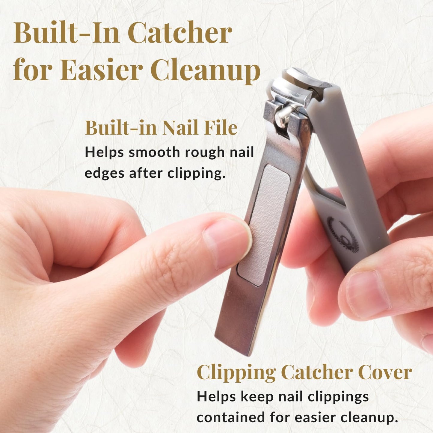 Wablade Japanese Nail Clippers, 2.8 Inch, Made in Seki Japan, Curved Carbon Steel Blade, Built-in Catcher & Nail File, Clean Controlled Trimming for Fingernails & Toenails (Oda Nobunaga)