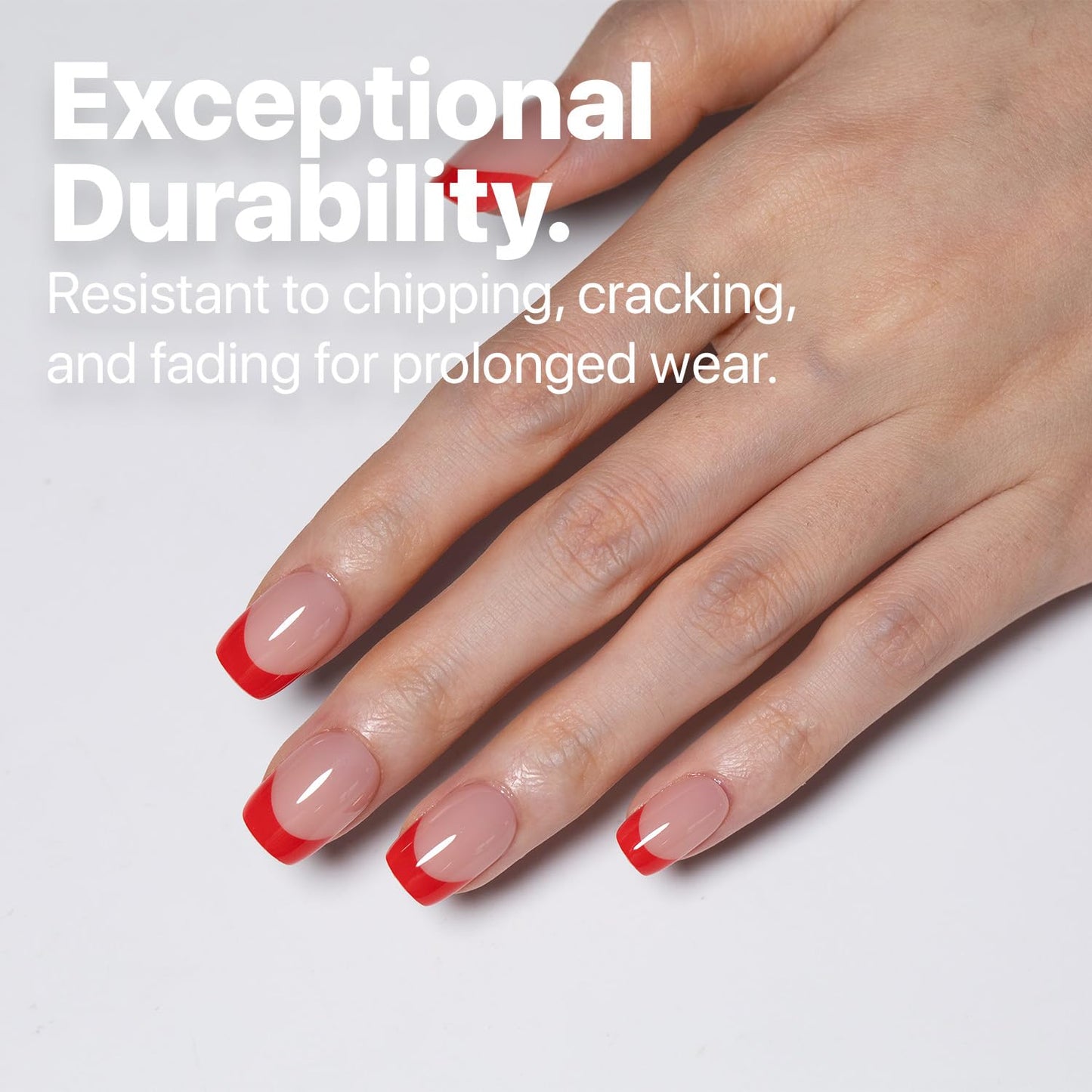 SXC Cosmetics French Tip Press On Nails – Red Series, Extra Short Square Fake Nails X-Pro Tips Starter Kit| 150PCS, 15 Sizes, 5 Styles, Beginner-Friendly