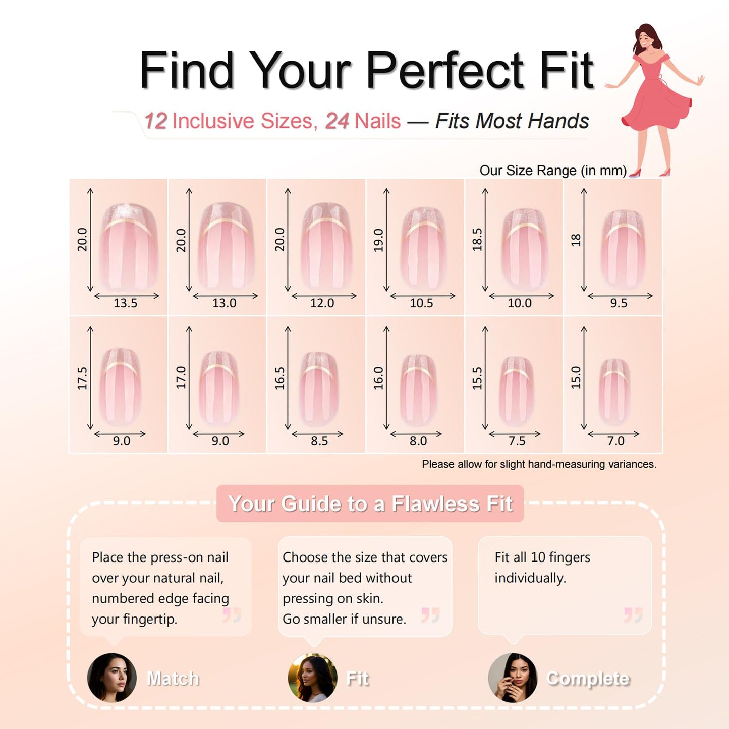 Taoyisent Elegant Pink Glitter French Tip Press-On Nails with Gold Accent, Square Shape False Nails, Salon-Quality Nail Kit for Women, 24Pcs