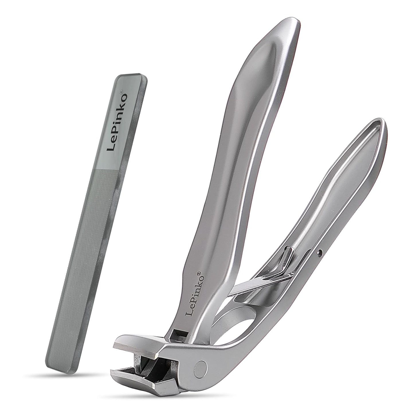 Angled Head Large Toenails Clippers for Seniors, Nail Clipper for Thick Toenails and Fingernails, Nail Cutter with Catcher, Nano Glass Nail Buffer, Gifts for Stocking Stuffers Men Women