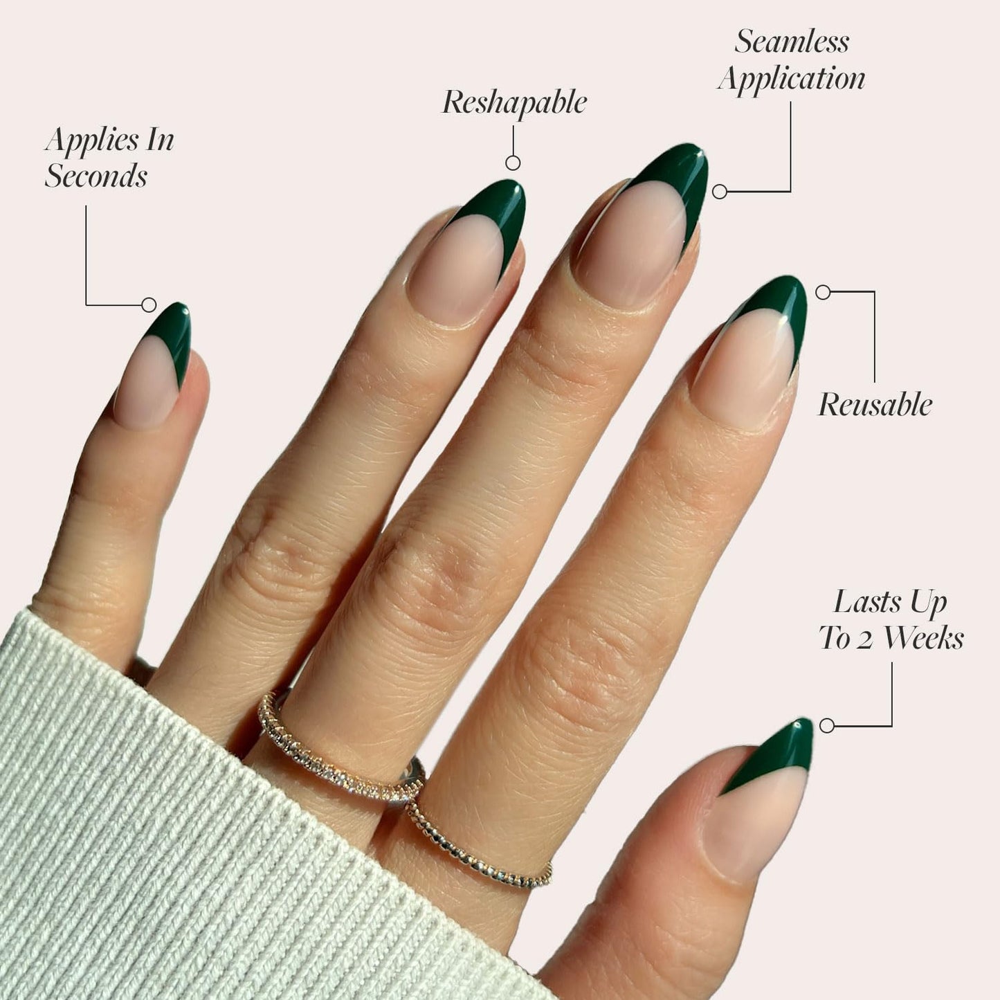Glamnetic Press-On Nails Bundle - Château & Berry Maroon | Semi-Transparent Dark Green French Tip Short Almond False Nails | Dark Red Short Round Fake Nails | Reusable, Salon-Quality Nail Kits