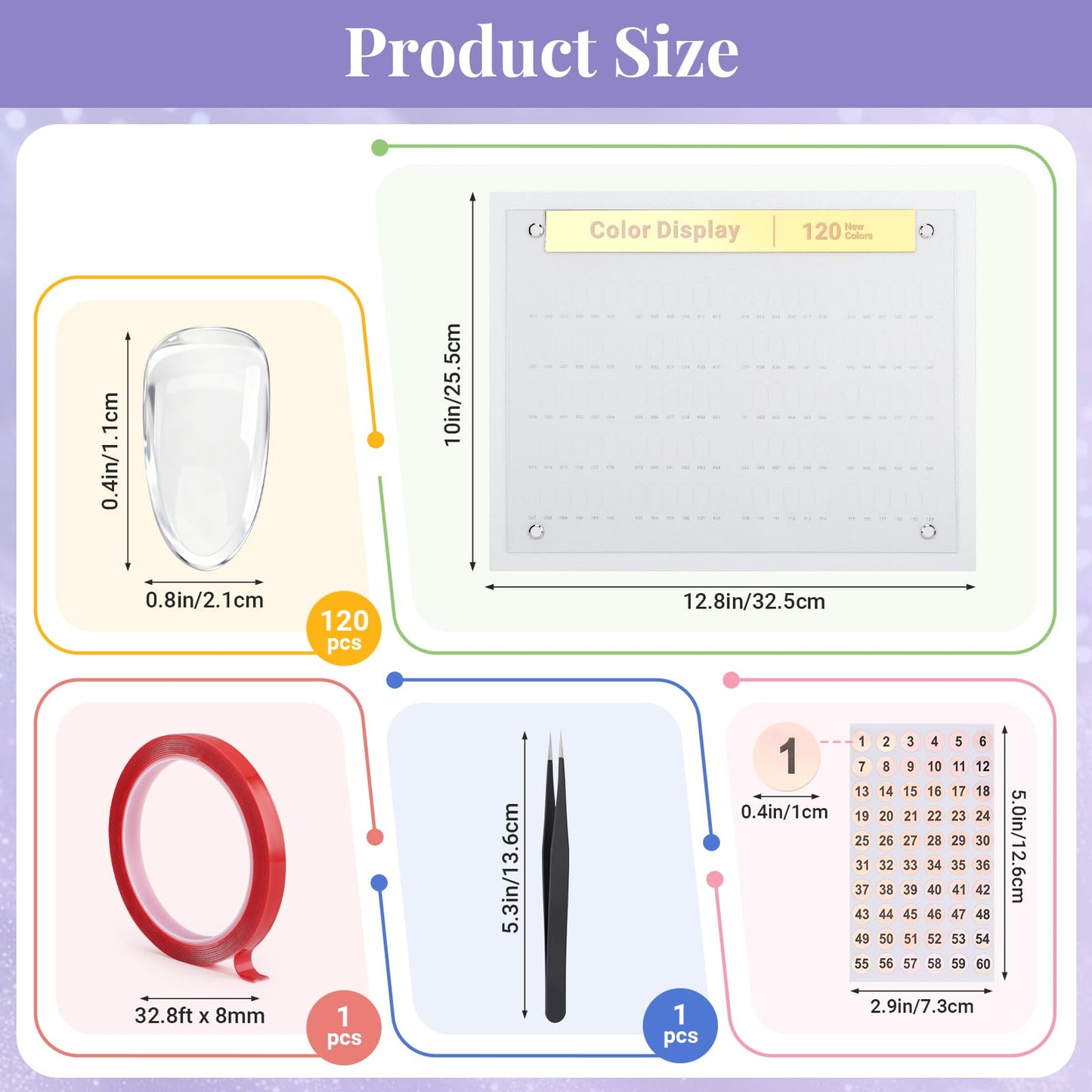 Segbeauty 168 Colors Acrylic Nail Art Display Board with Tweezer, Nail Display Polish Stand with False Fingernail Tips Double Sided Tape and Number Sticker, Showing Holder for Sample Display Practice