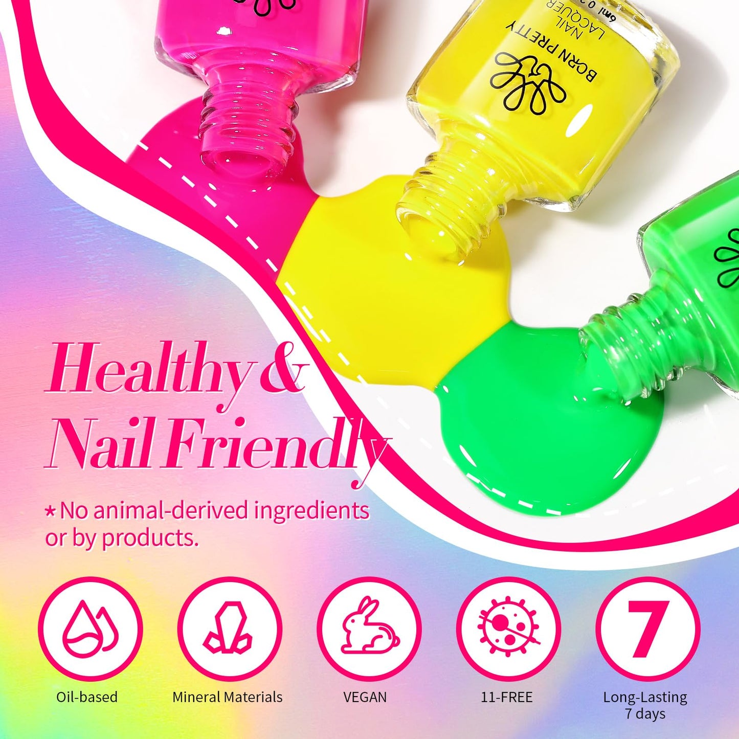 Born Pretty Neon Nail Polish Set, 15 Colors Spring Summer Nail Polish Quick Dry Nail Polish Kit Hot Pink Yellow Green Blue Neon Nail Lacquer Manicure Set for DIY Nail Art Salon Home Gift