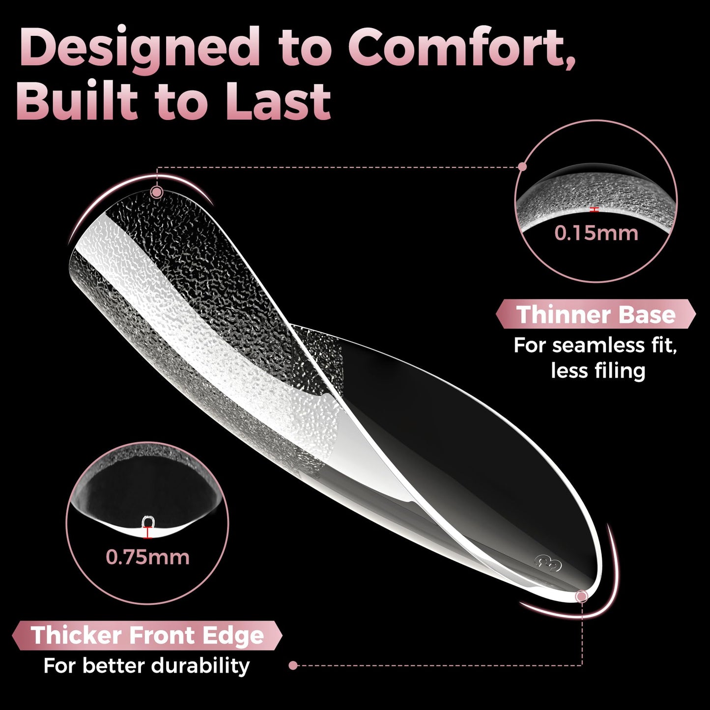 Luckyfairy Medium Stiletto Nail Tips: 240 Pcs Full Cover Almond Shape False Nail Acrylic Soft Gel Nails Tips Clear Stiletto Press on Tips Pre-buffed for Nail Art Extension Salon Home DIY 12 Sizes