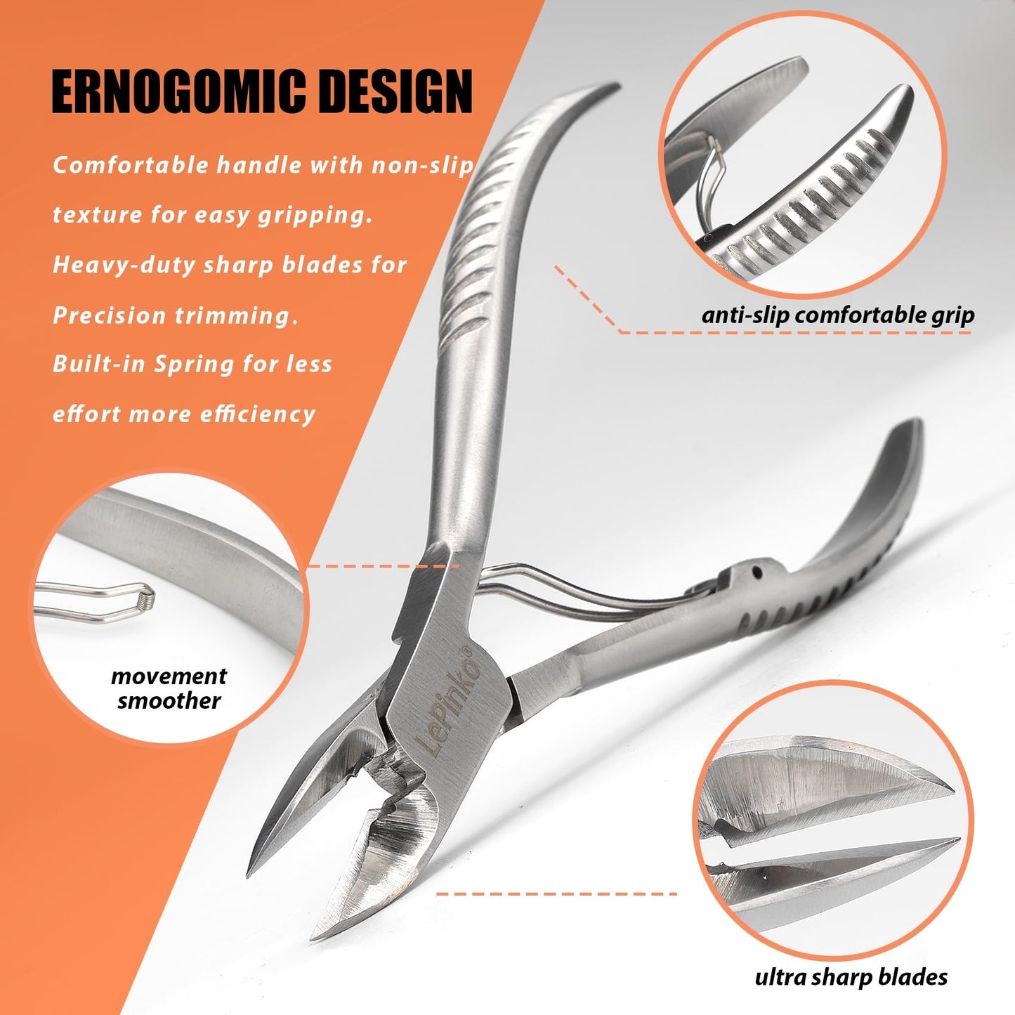 Heavy Duty Podiatrist Toenail Clippers for Thick and Ingrown Nails, Hand Forged Stainless Steel Toe Nail Clippers for Men Women Seniors