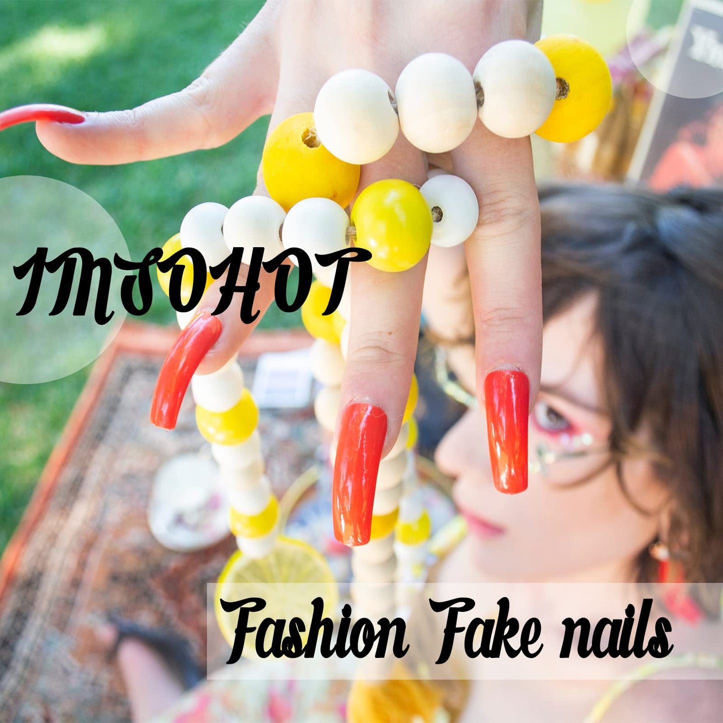 IMSOHOT Press on Nails Short Square Fake Nails Pink Ombre & Black White Pattern False Nails Cute Acrylic Nail Supplies Y2K Squoval Glossy Full Cover Stick on Nails for Women Girls