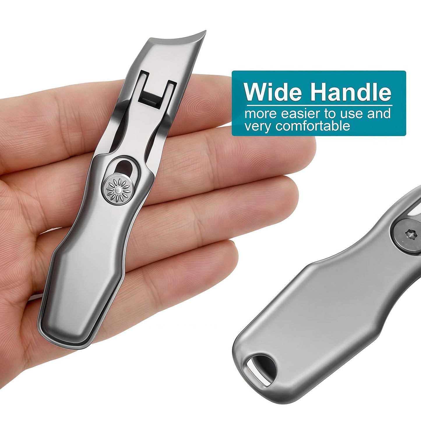 VOGARB Slanted Nail Clippers for Men Thick Ingrown Toenails, Large Wide Jaw Opening Anti-Splash Ultra Sharp Toenail Clipper with Nail File and Storage case for Seniors Adult Women