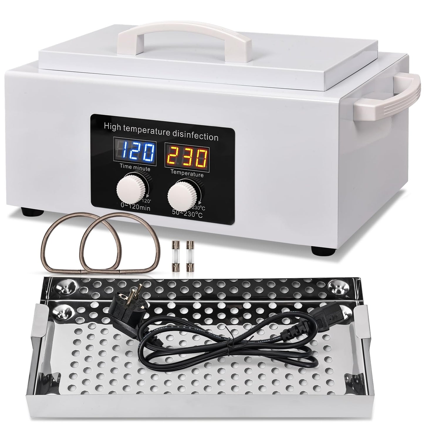 LINBEAUTI High Temperature Steriliser Autoclave Machine 110V 300W Nail Tool Steriliser Dry Heat Steriliser Dental Instrument Steriliser Nail Tool Steriliser 2.5L Capacity with LED Display (white)