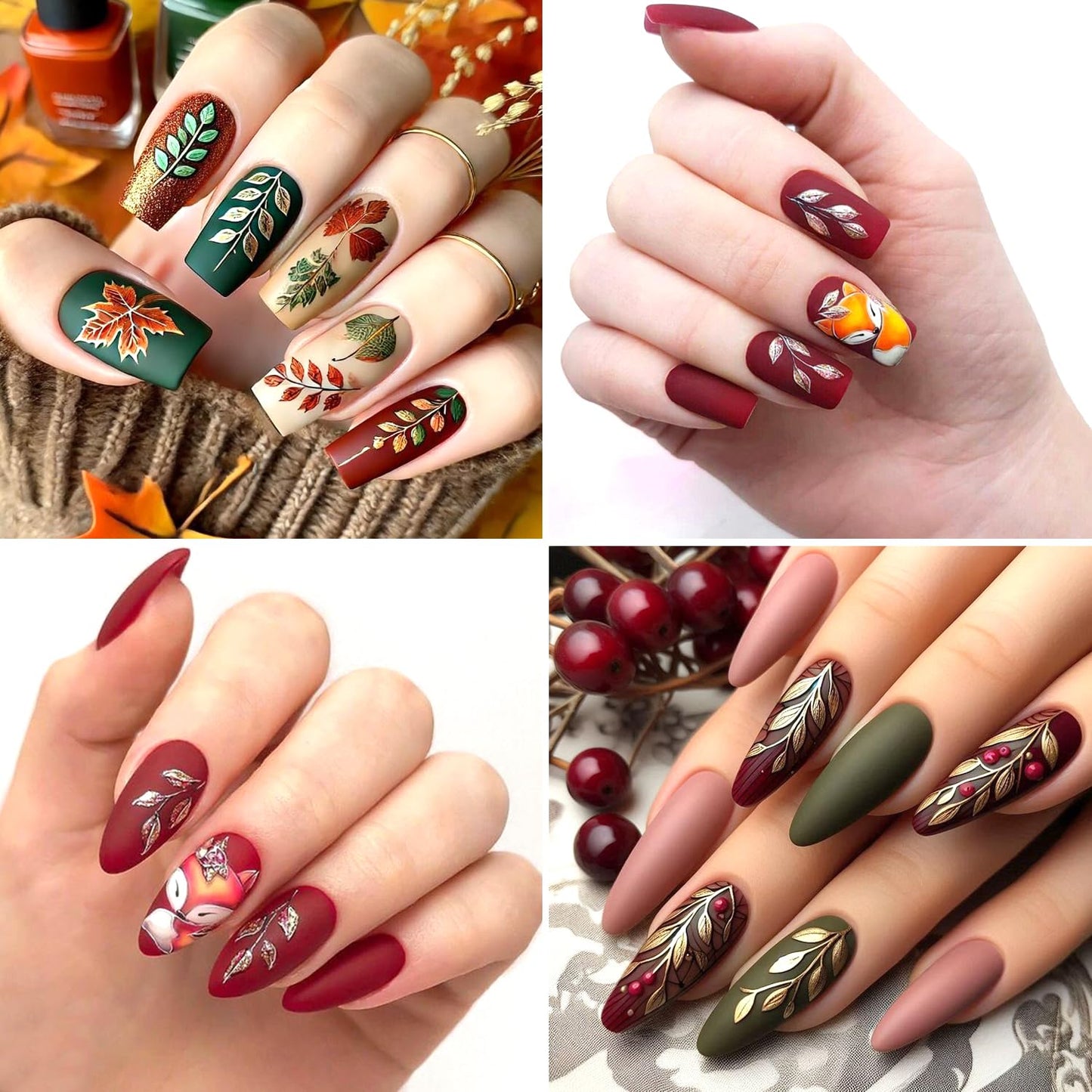 2Sheet Thanksgiving Nail Art Stickers 5D Embossed Autumn Maple Leaves Pumpkin Designs Nail Decals Self-Adhesive Fall Fruit Fox Nail Sticker Butterfly Mushroom Nail Decal for Women Nails Decor Supplies