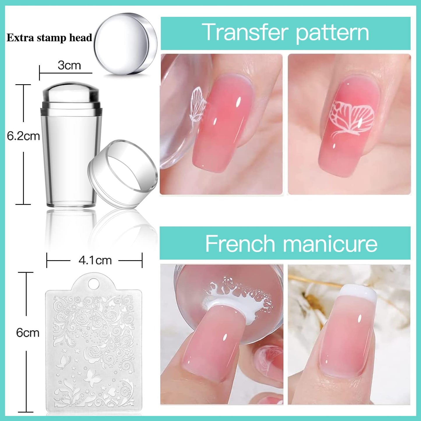 Biutee Nail Stamping Plates Set 15PCS Nail Art Stamper Scraper Nail Art Stamping Kit with Storage Bag Gift Box Nail Stamp Template Kit Lace Flower Butterfly Star Holiday Design