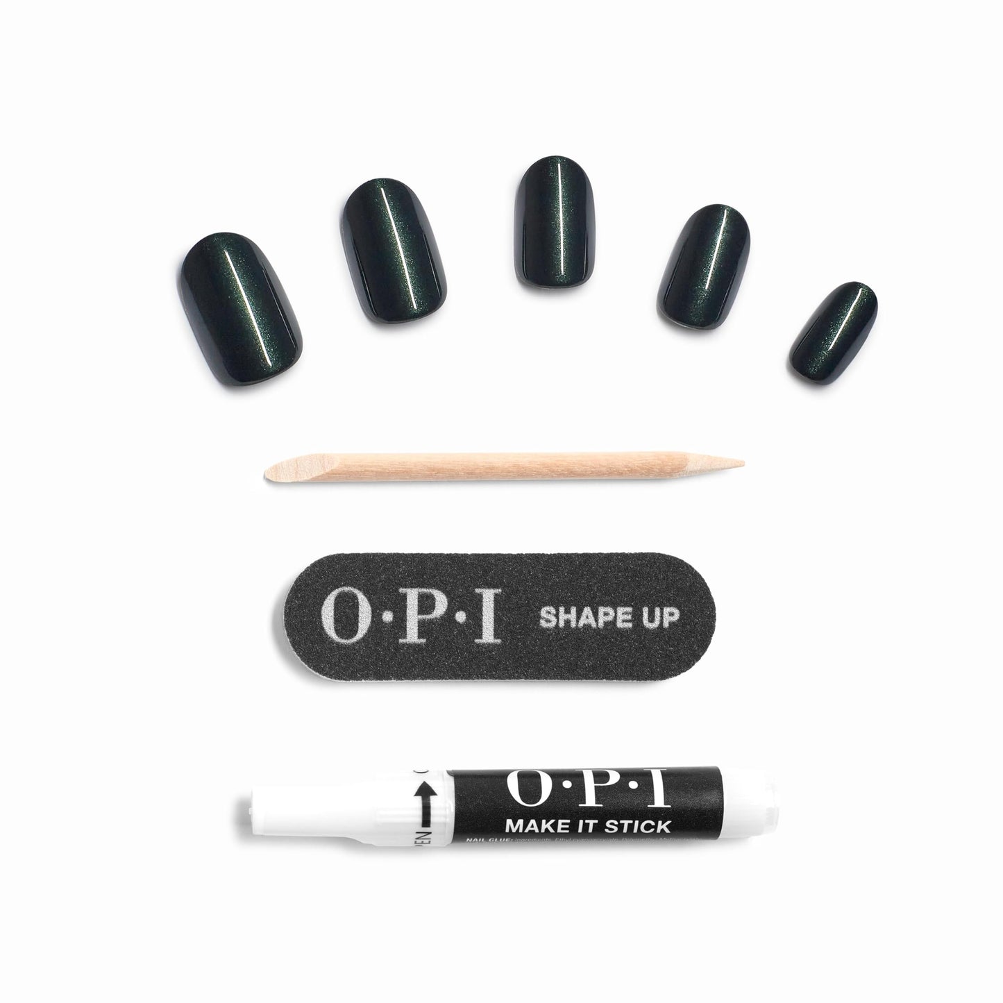 OPI On Point Peppermint Bark and Bite | Short Round Dark Green Silver Shimmer Press On Nails | 24 Count with Nail Glue | Long Lasting, Reusable, Non-damaging | Fall 2025 Shades
