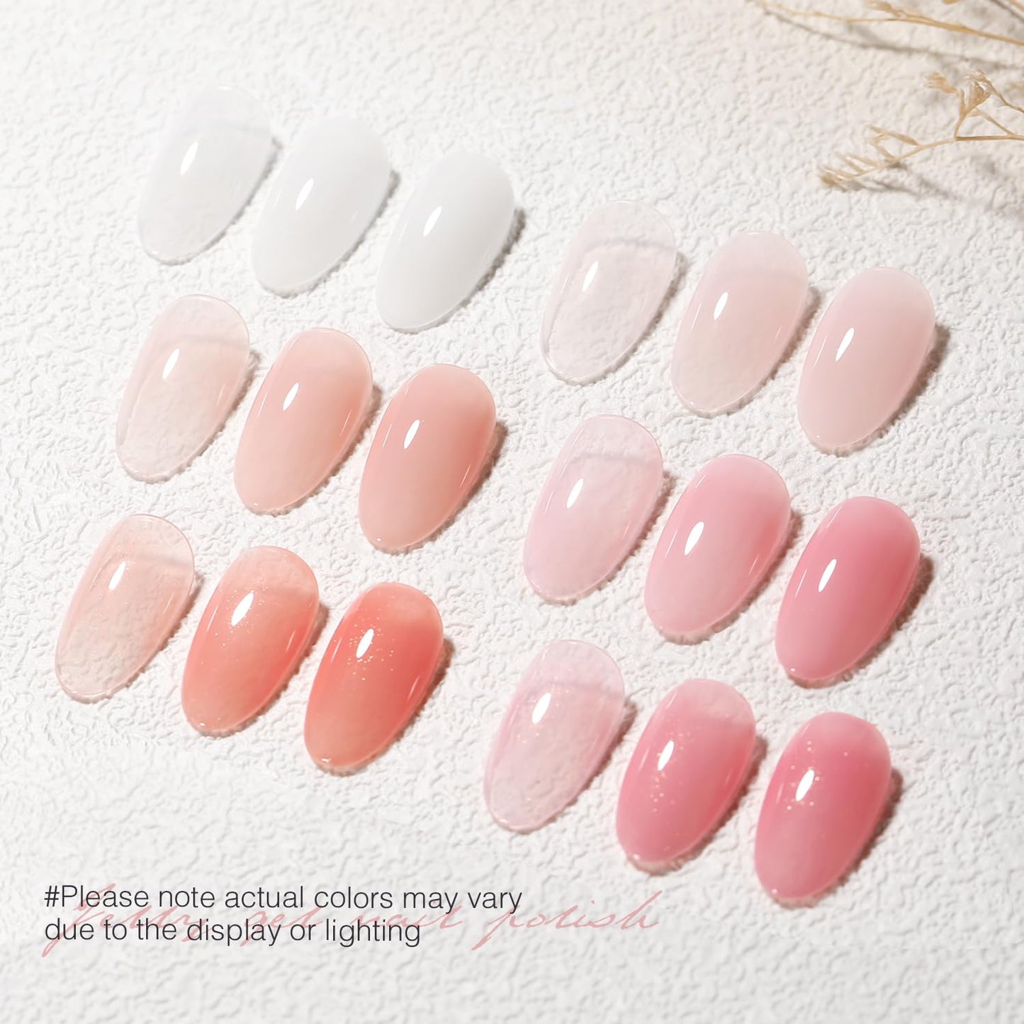 SHOYUM Icy Jelly Nude Pink Gel Nail Polish Set of 6 Transparent Milky White Colors Sheer Gel Polish x Kit for Salon Manicure and Nail Art DIY at Home