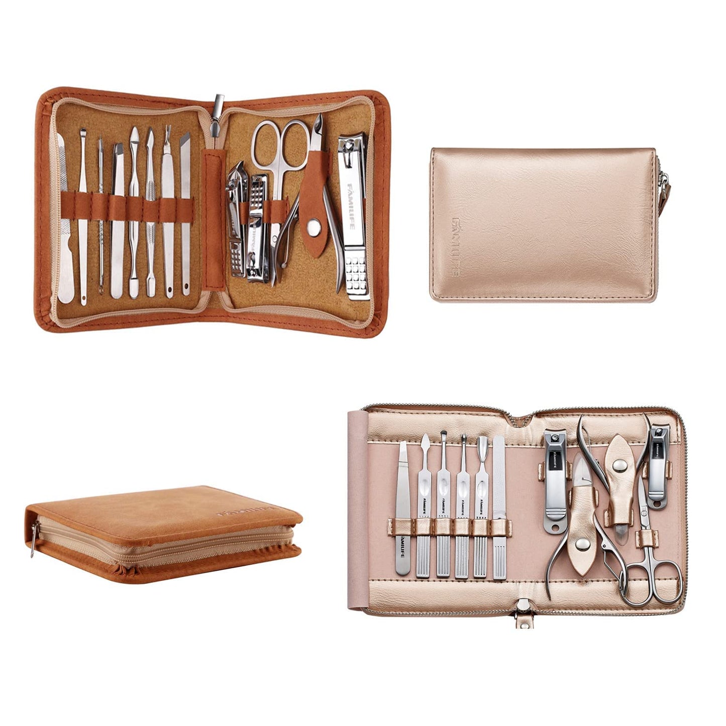 FAMILIFE F03 Manicure Set, Pedicure Kit Nail Clipper Set 13pcs Professional Men Grooming Kit and 11 in 1 Christmas Gift for Women and Men Nail Kit Manicure and Pedicure Set