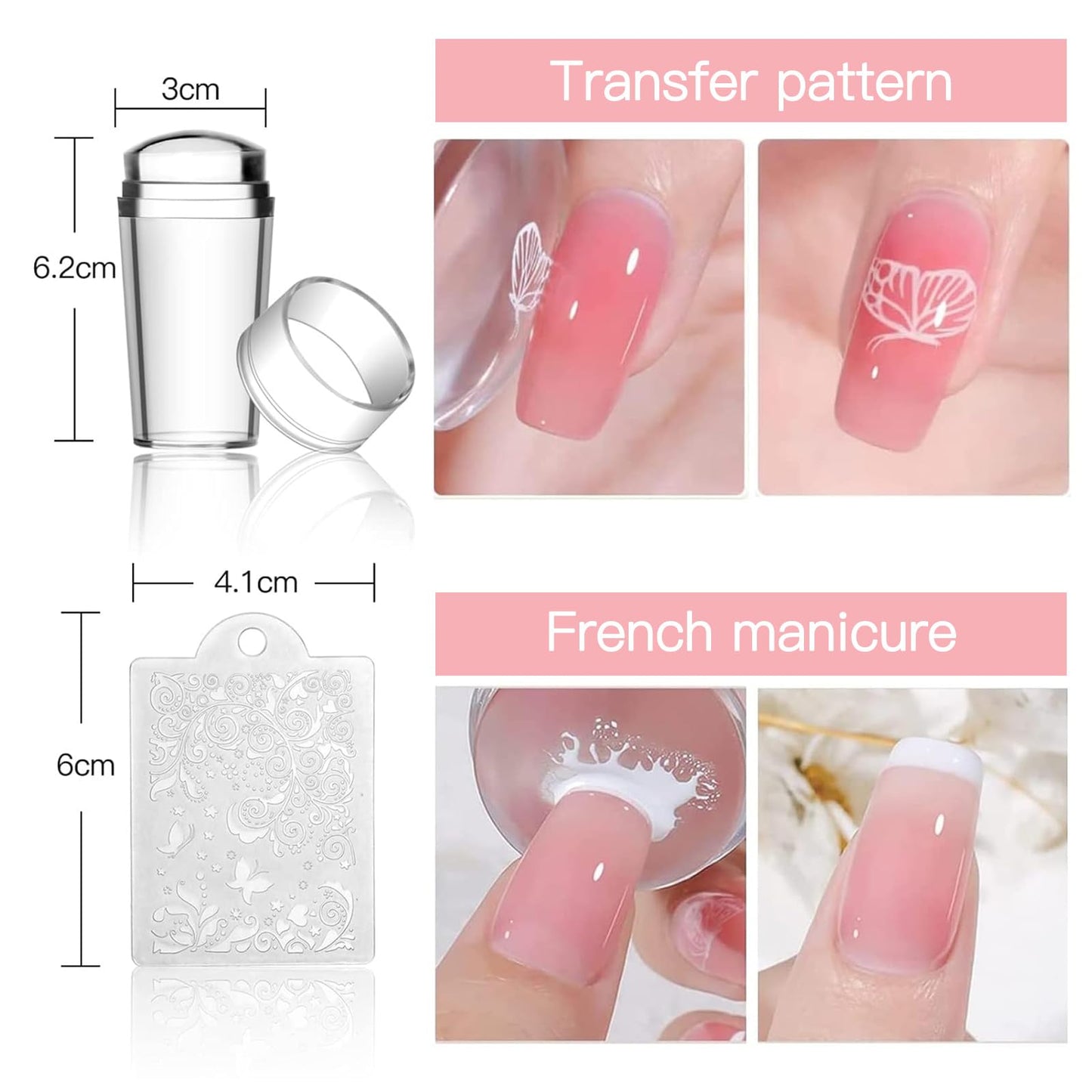 Biutee Nail Stamper Kit with Clear Stamper and Scraper, 10 Nail Stamping Plates and 8 Gel Stamping Polishes, UV Cure Required, Floral Animal Leaves French Nail Art Set for Beginners