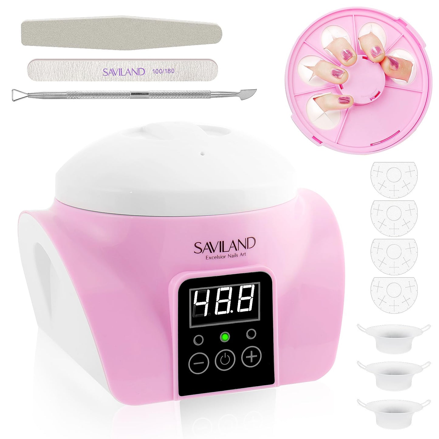 Saviland Essentials Nail Polish Remover Machine: Nail Soaking Bowl & Acetone Nail Polish Remover Gel Nail Remover Machine with Nail Soak off Bowl Soaker Tech Acrylic Nail Remover Steam Salon Home DIY