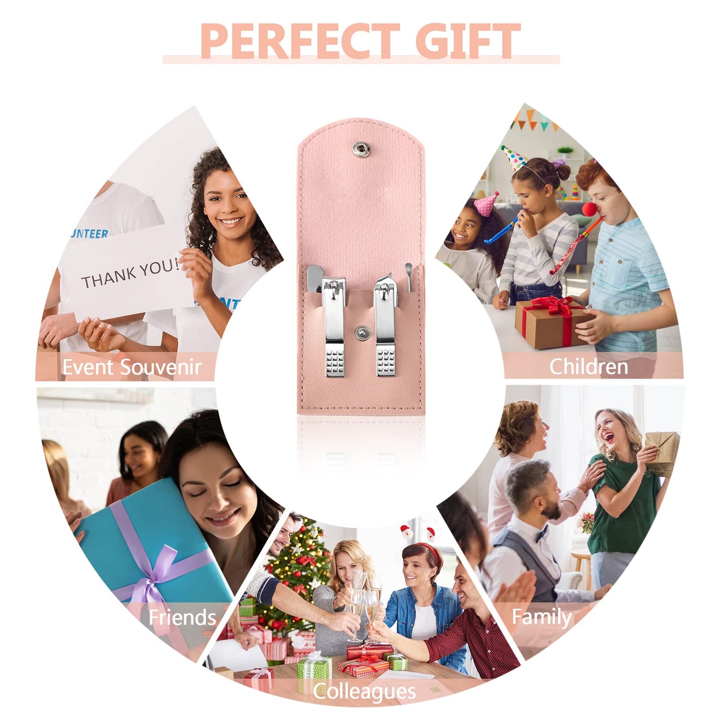 Geosar 12 Sets Manicure Gifts Bulk Nail Clippers Pedicure Kit Stainless Steel Professional Pedicure Grooming Kits Nail Care Tools with Travel Case for Women Men Hand Foot Birthday(Pink)