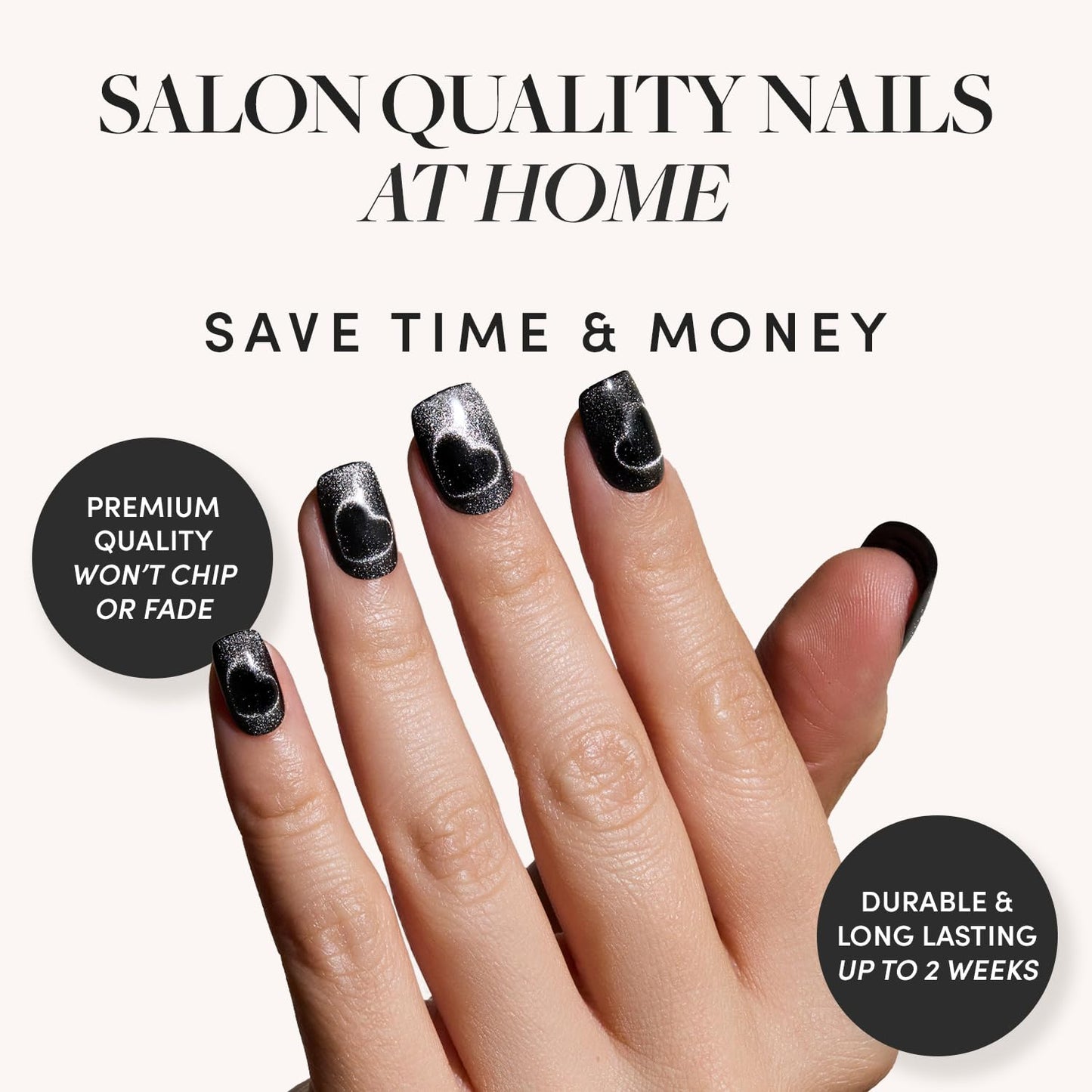 Glamnetic Press-On Nails Bundle - Midnight Romance, Berry Fizz & Hailey | Squoval Black Fake Nails with Magnetic Cat-Eye Design | Oval Magenta Nails with a Metallic Finish | Glazed Short A